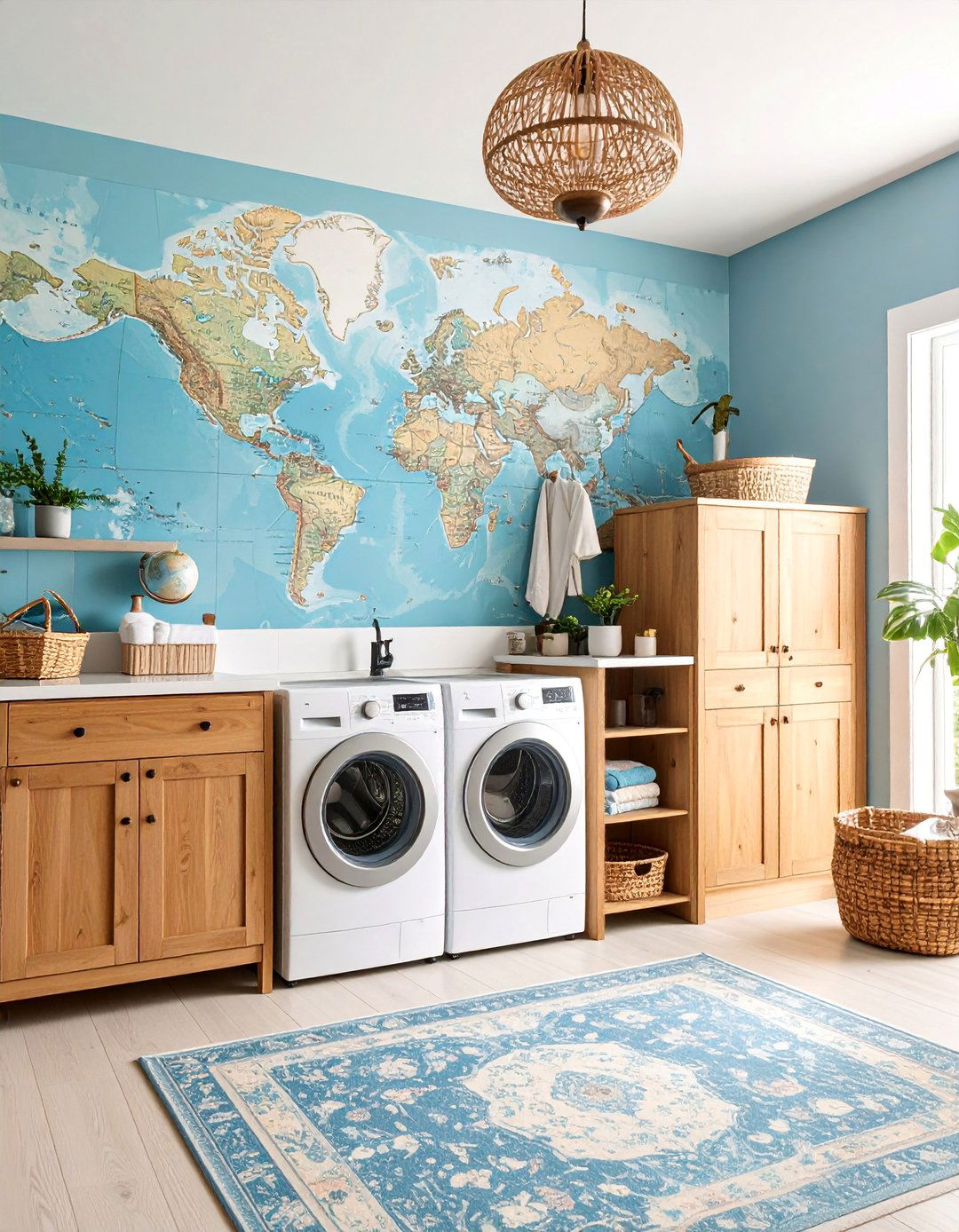 Vintage Map Laundry Room Theme - 25 Laundry Room Wallpaper Ideas