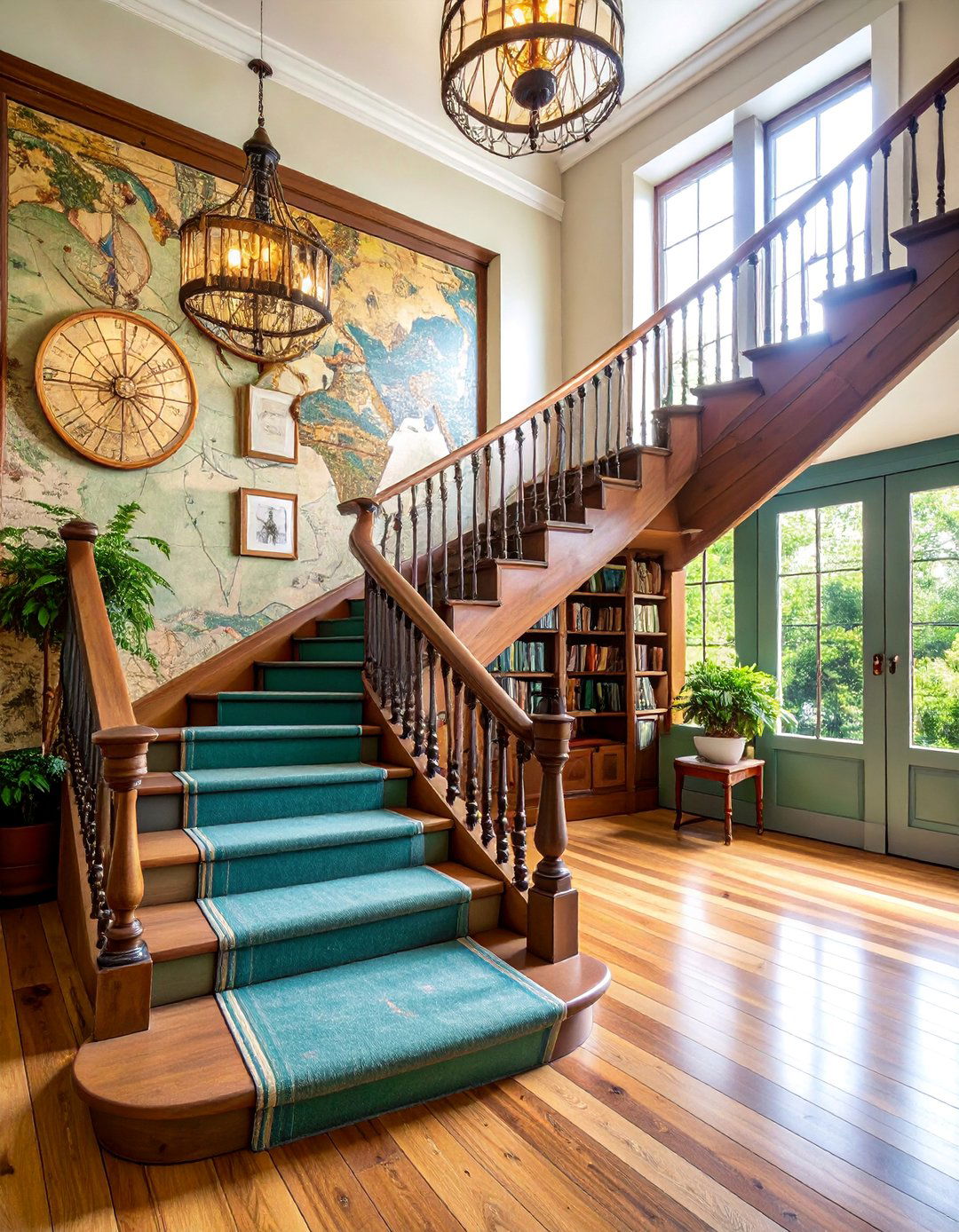 Vintage Map and Travel Theme - 25 Stair Riser Ideas