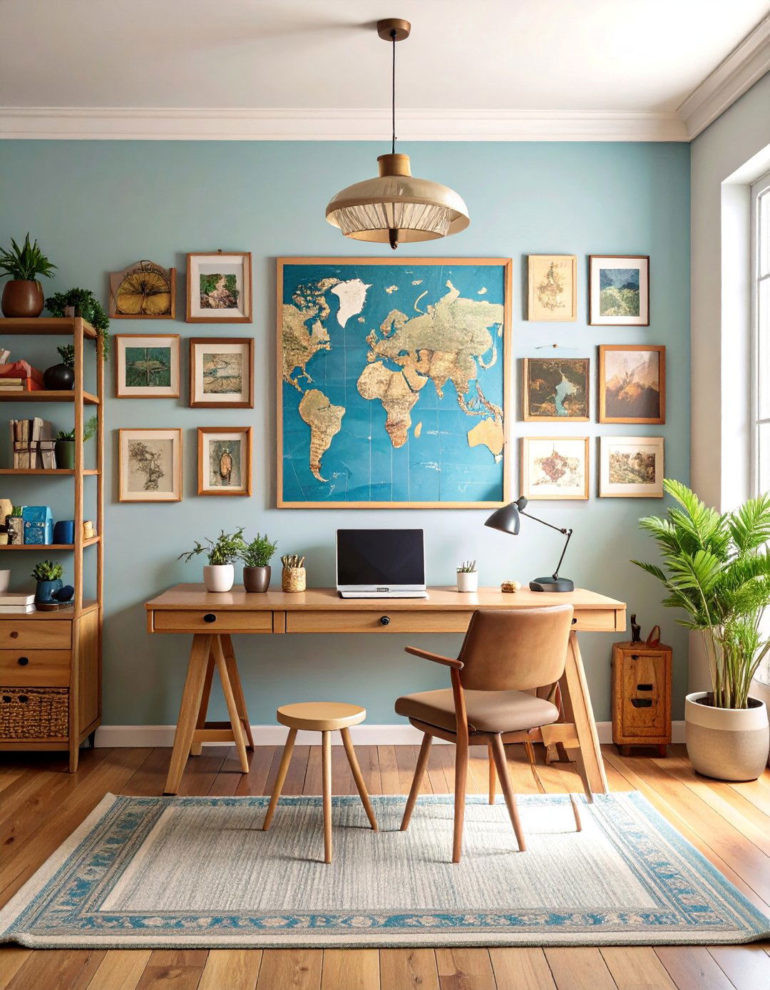 Vintage Map and Travel Wall - 25 Boho Wall Decor Ideas