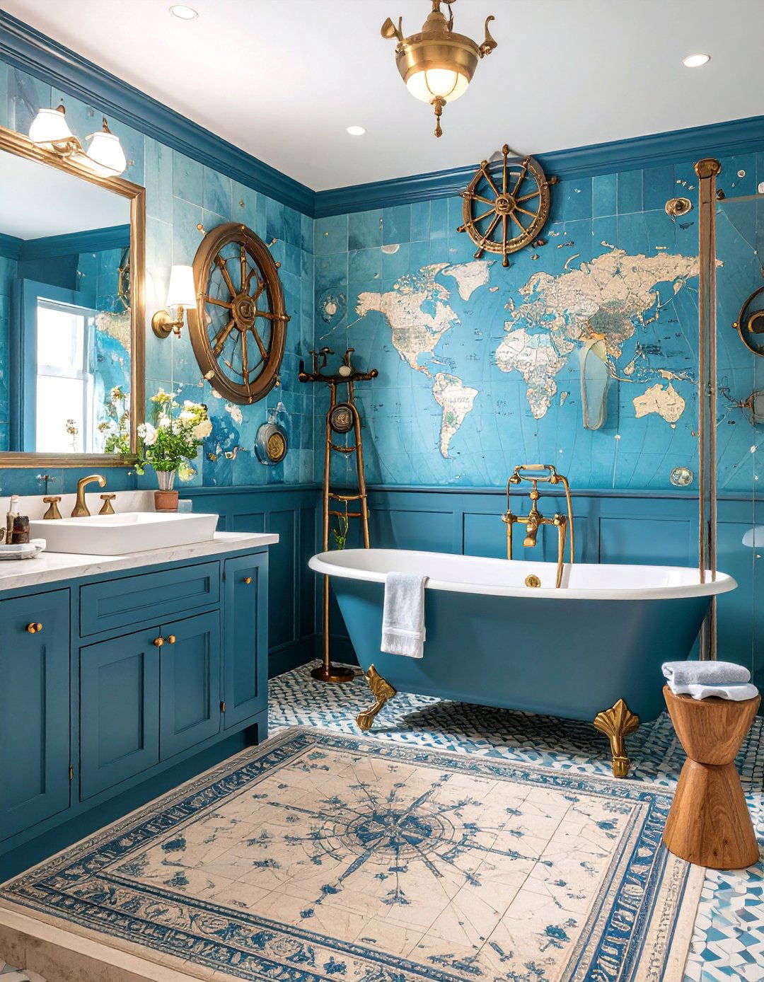 Vintage Marine Chart Navigation - 25 Nautical Bathroom Ideas