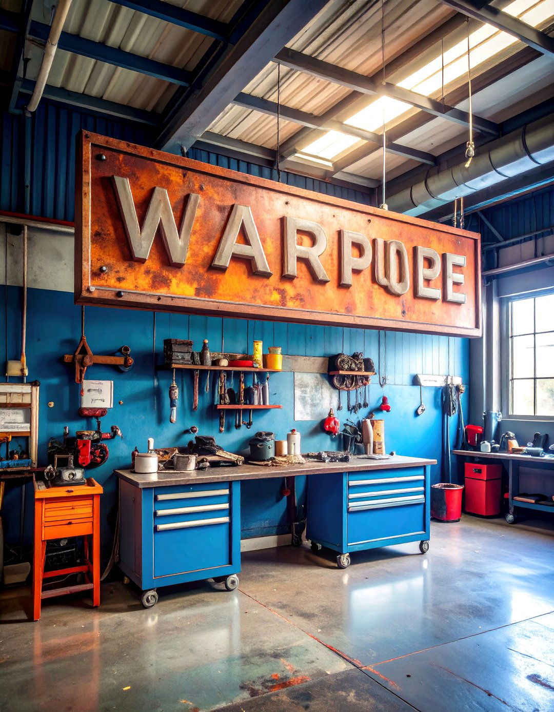 Vintage Metal Garage Workshop Sign - 25 Man Cave Sign Ideas