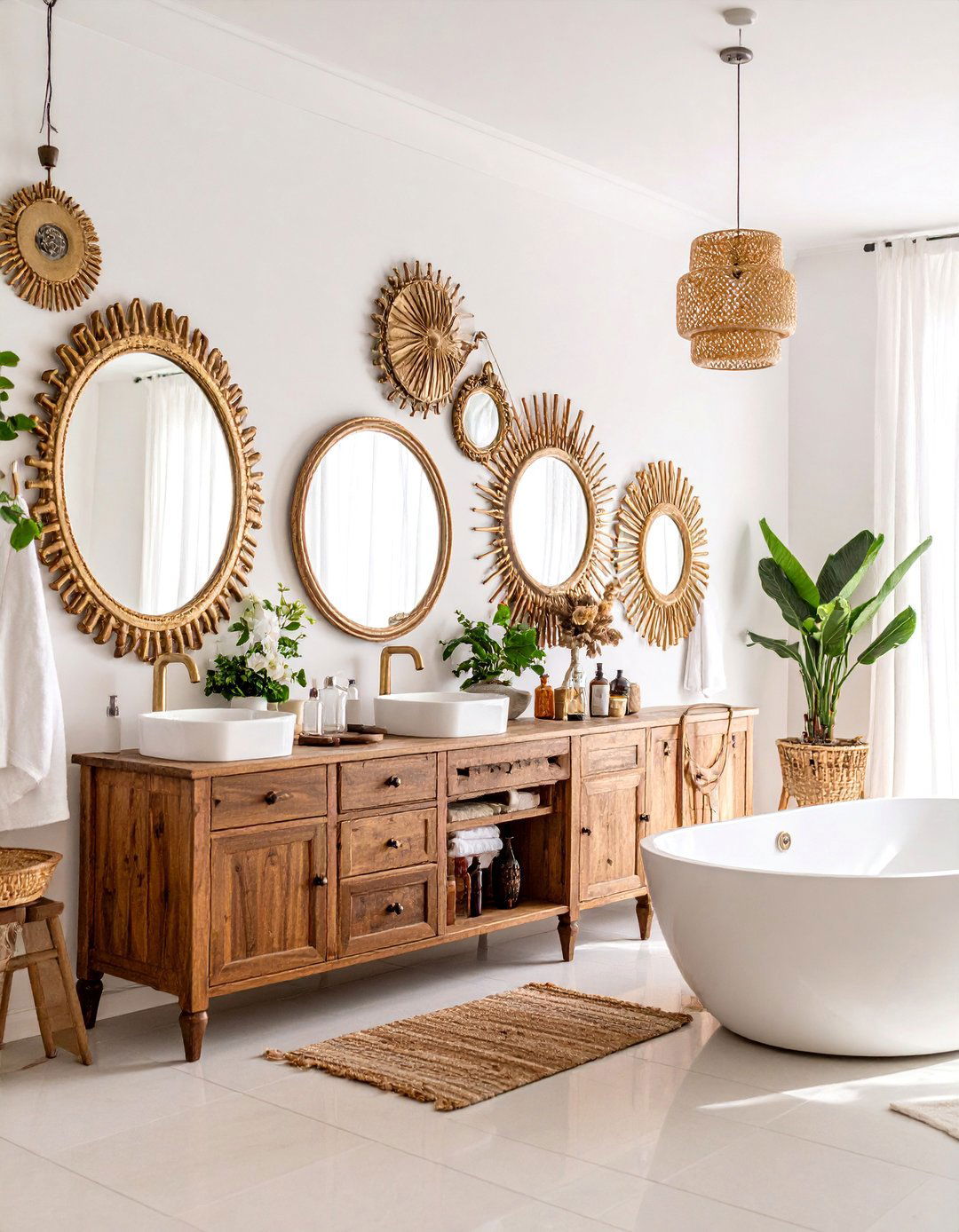 Vintage Mirror Collection Boho Bathroom Gallery - 25 Boho Bathroom Ideas