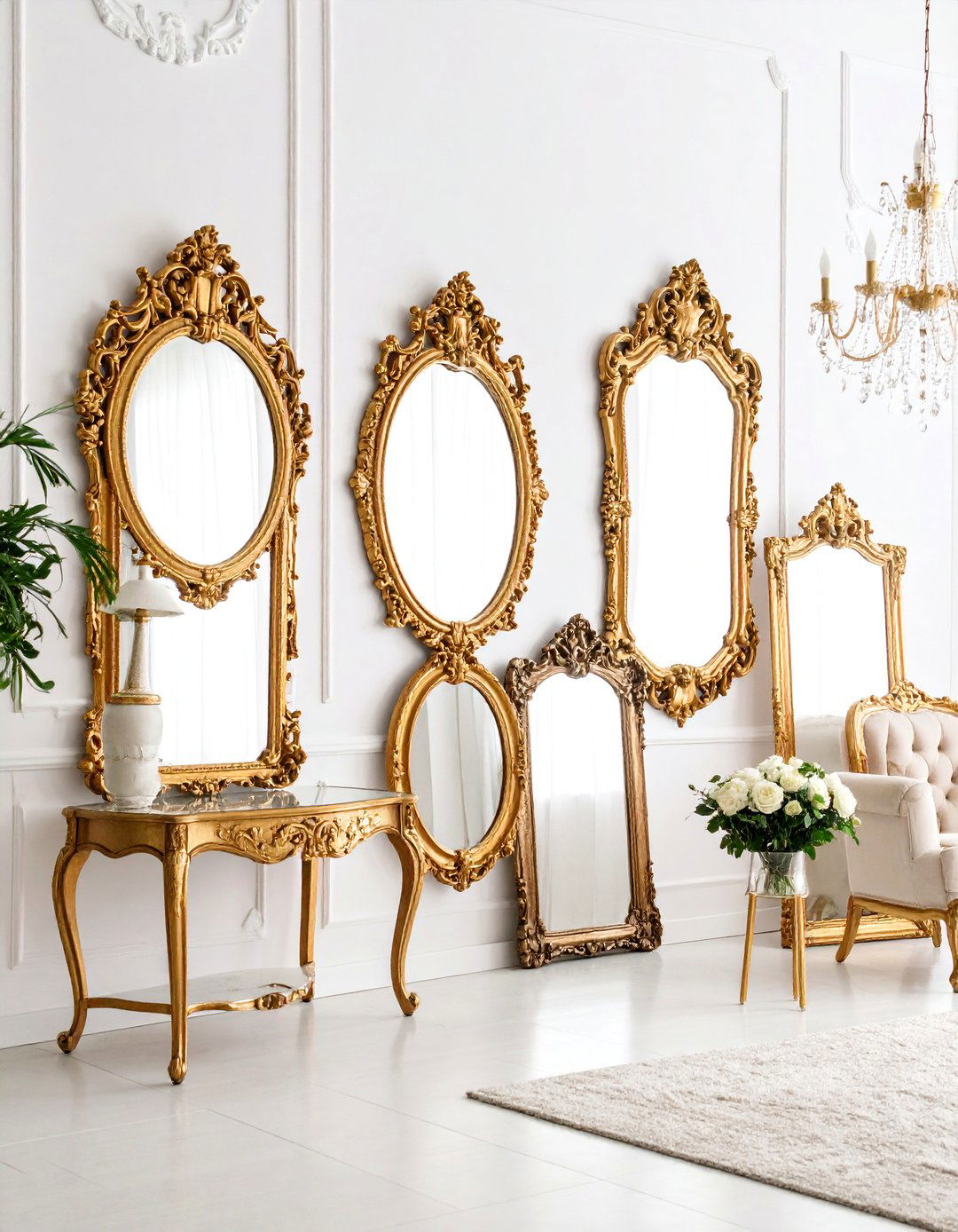 Vintage Mirror Collection Display - 25 living room wall decor ideas
