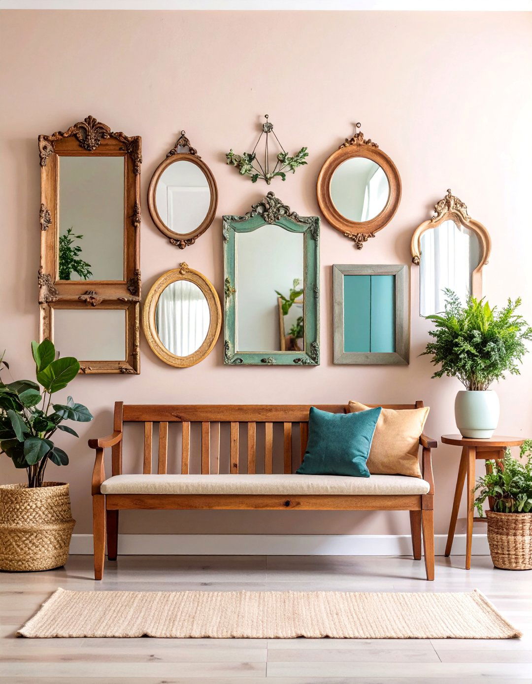 Vintage Mirror Collection Wall - 25 Farmhouse Entryway Ideas