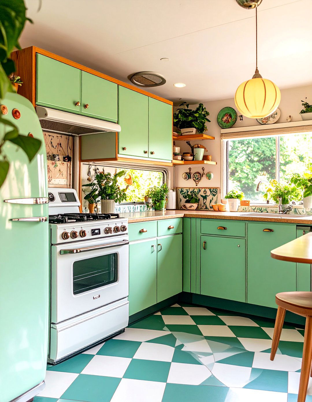 Vintage Mobile Home Kitchen with Retro Appliances - 25 Mobile Home Kitchen Ideas