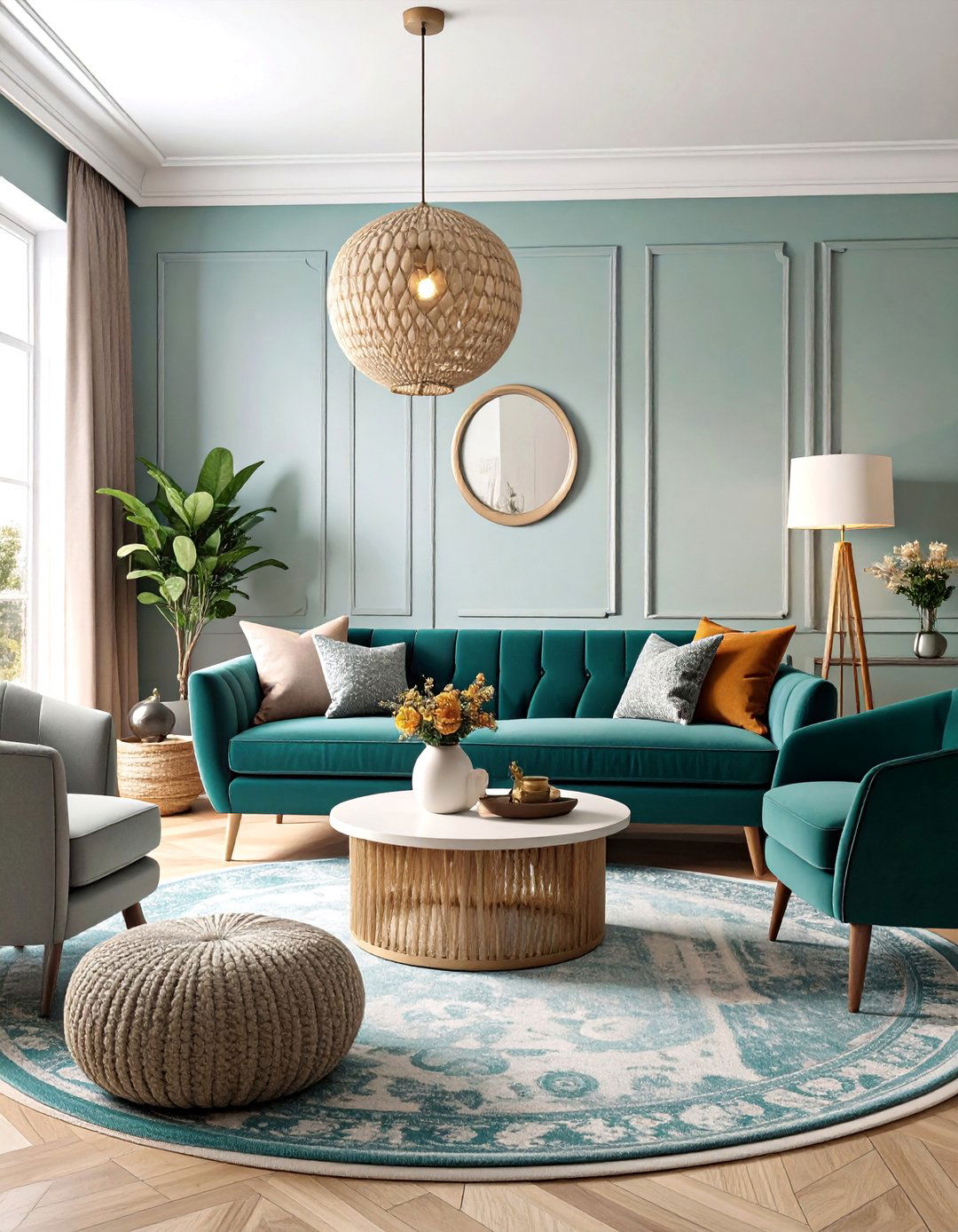 Vintage Modern Fusion Style - 25 Teal and Grey Living Room Ideas