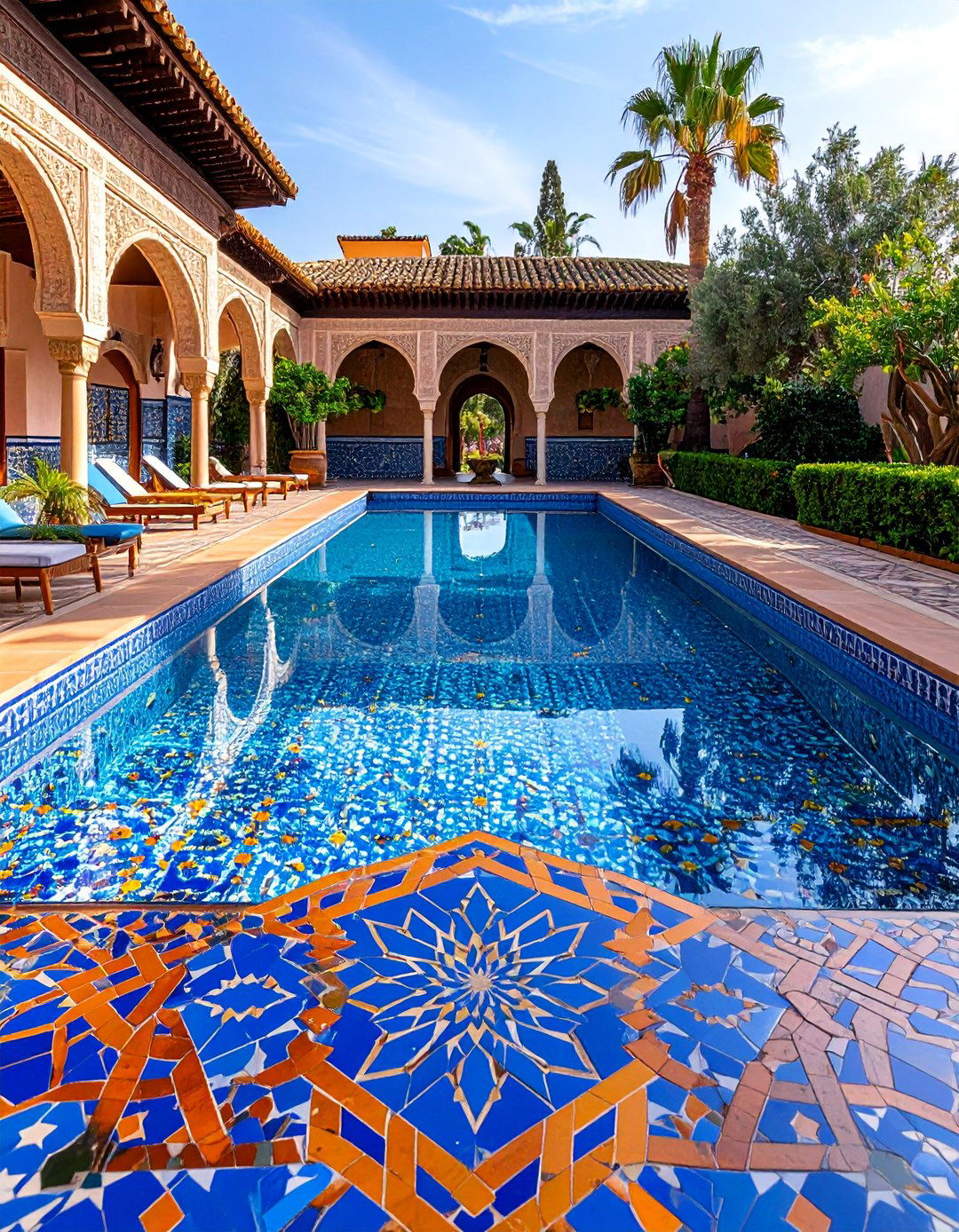 Vintage Moroccan Inspired Design - 25 Waterline Pool Tile Ideas