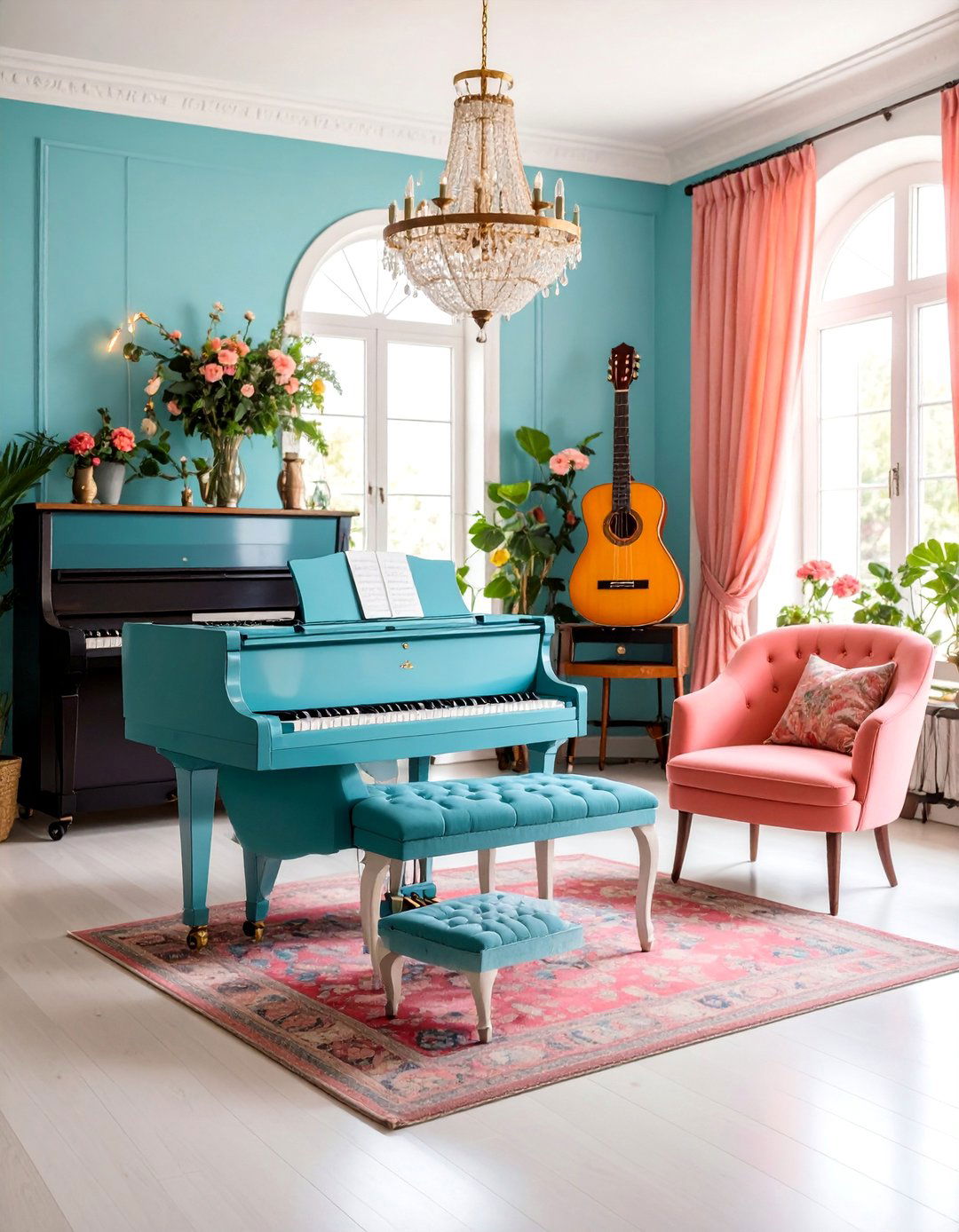 Vintage Music Room with Antique Instruments - 25 Vintage Decor Ideas