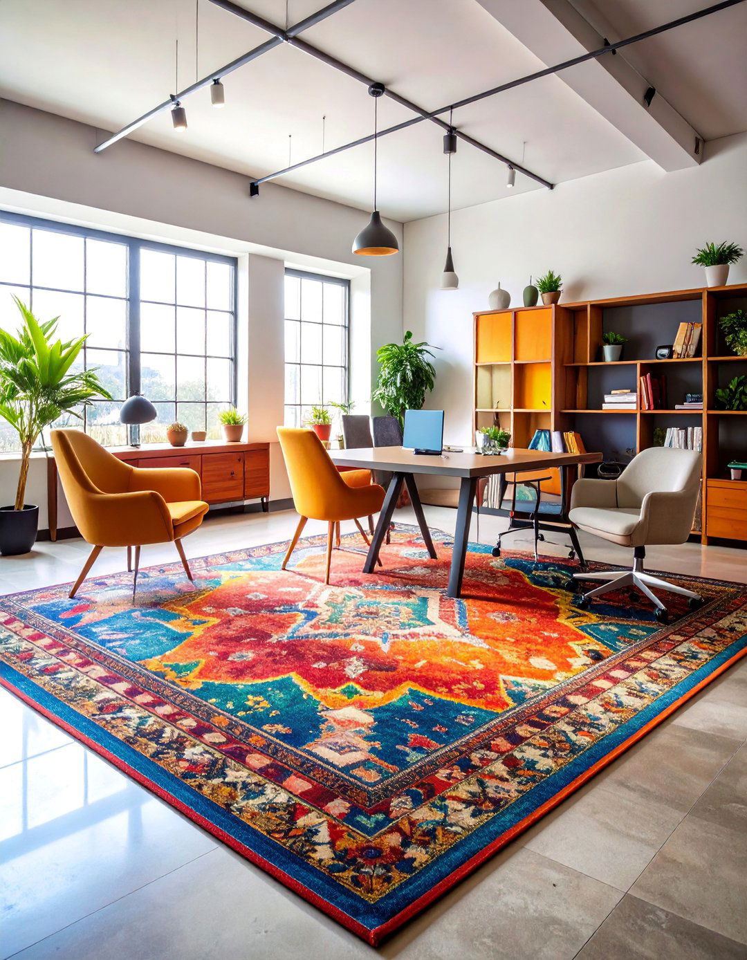 Vintage Overdyed Office Rug with Contemporary Twist - 25 Office Rug Ideas