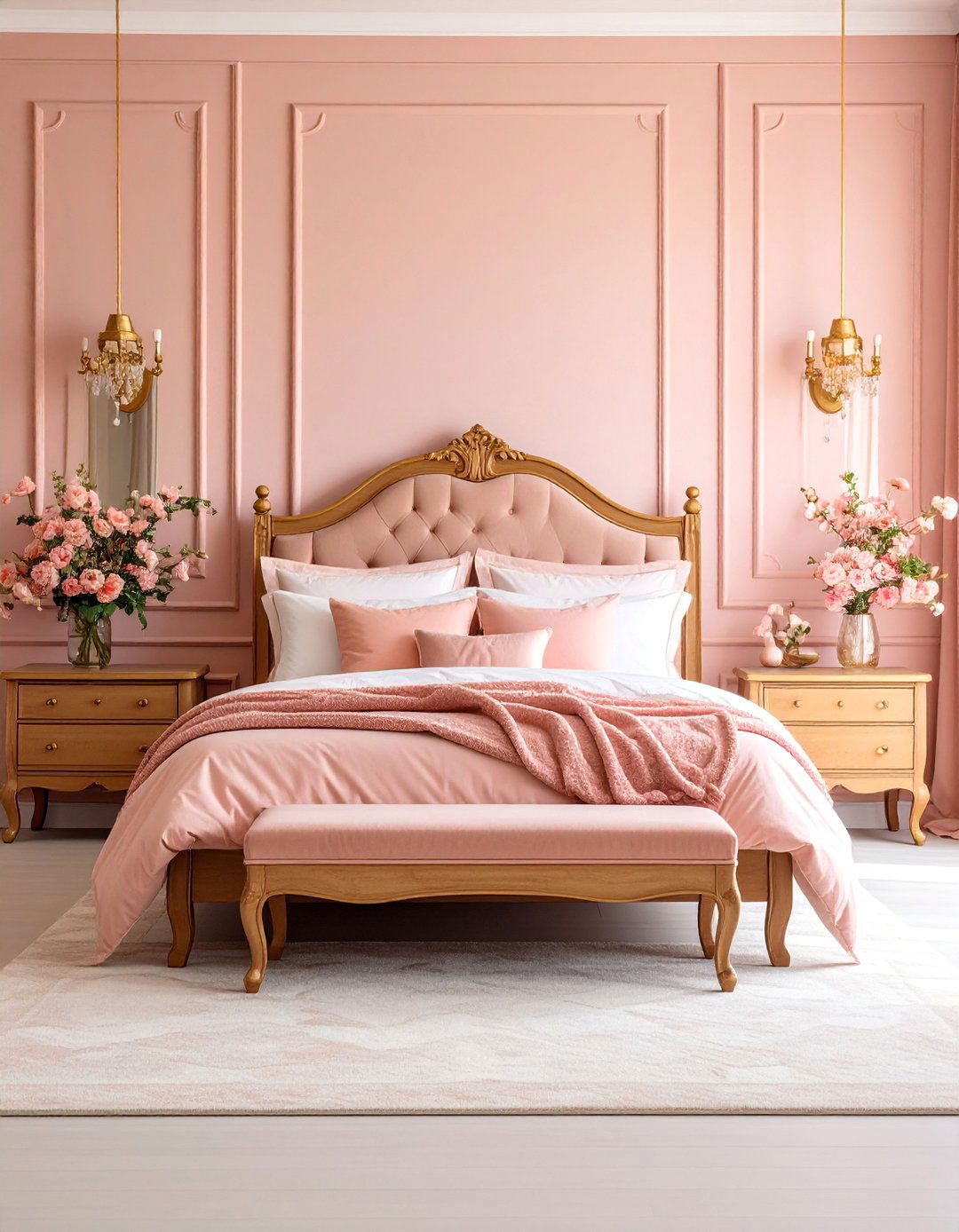 Vintage Peach Bedroom with Antique Charm - 25 Peach Bedroom Ideas