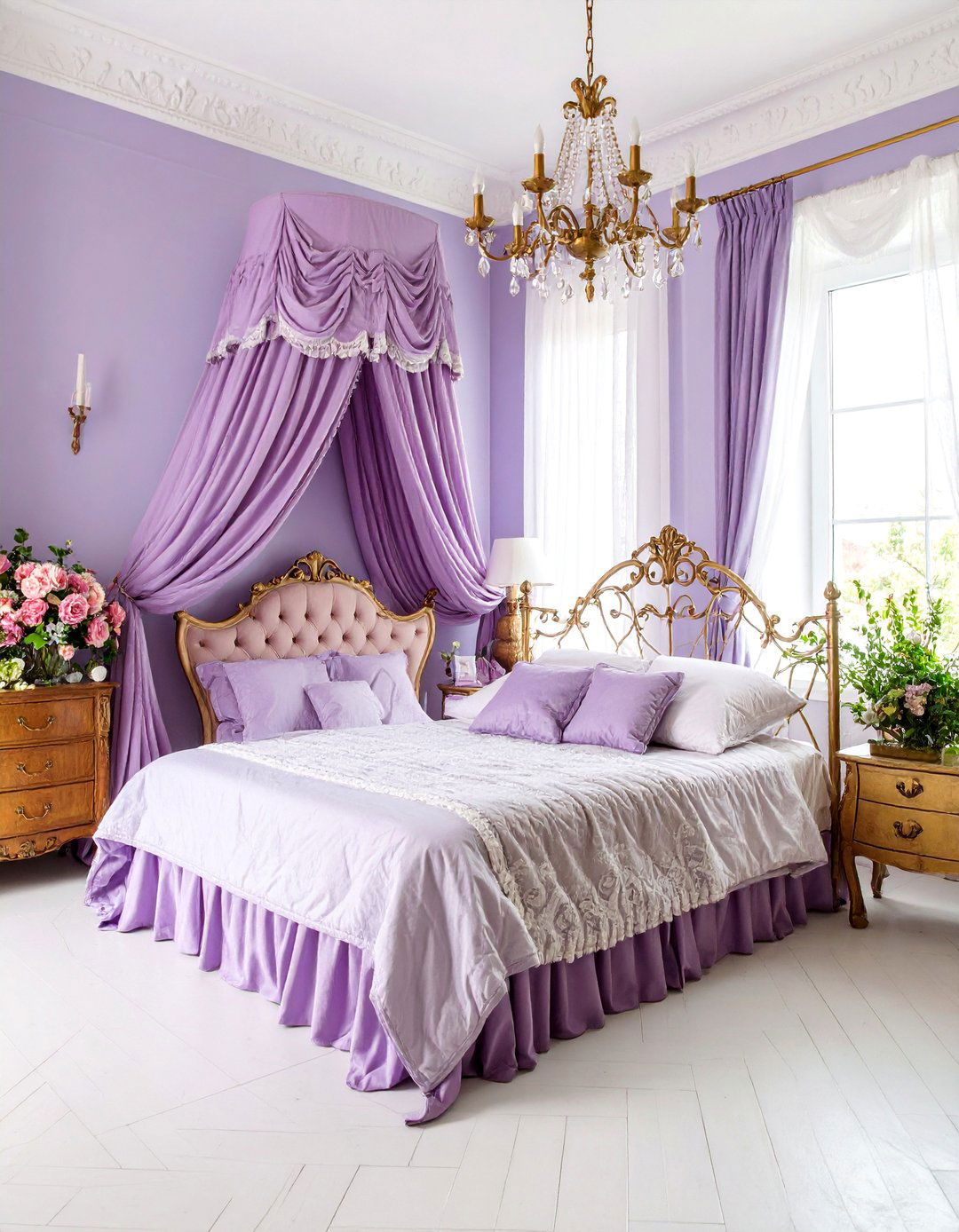 Vintage Periwinkle Bedroom with Antique Brass Details - 25 Periwinkle Bedroom Ideas