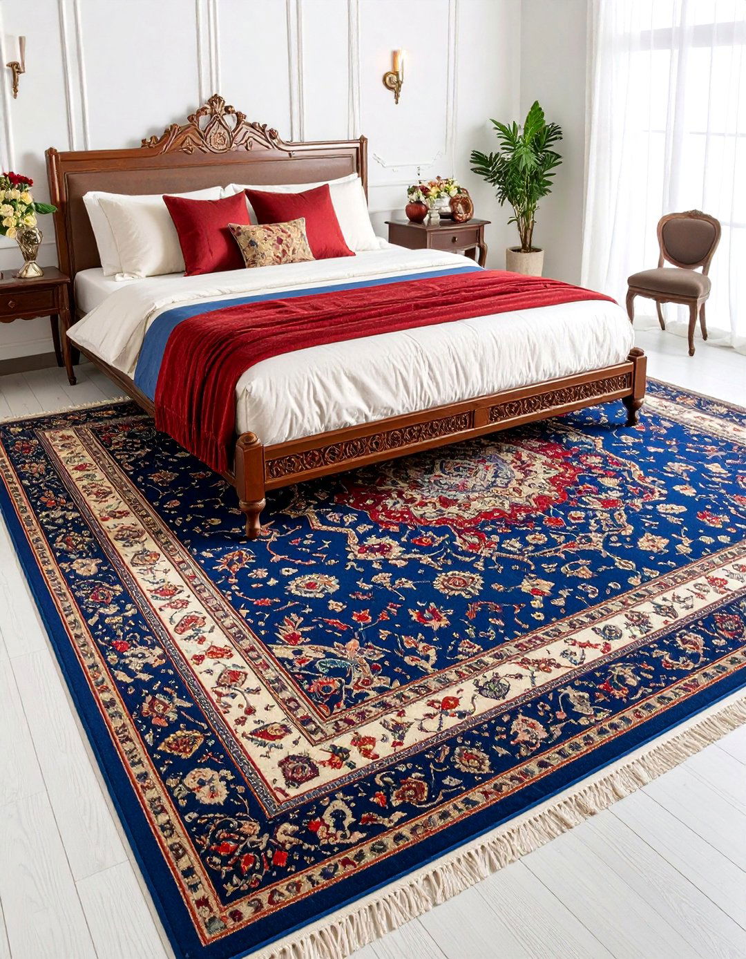 Vintage Persian Bedroom Rug with Rich Medallion Design - 25 bedroom rug ideas