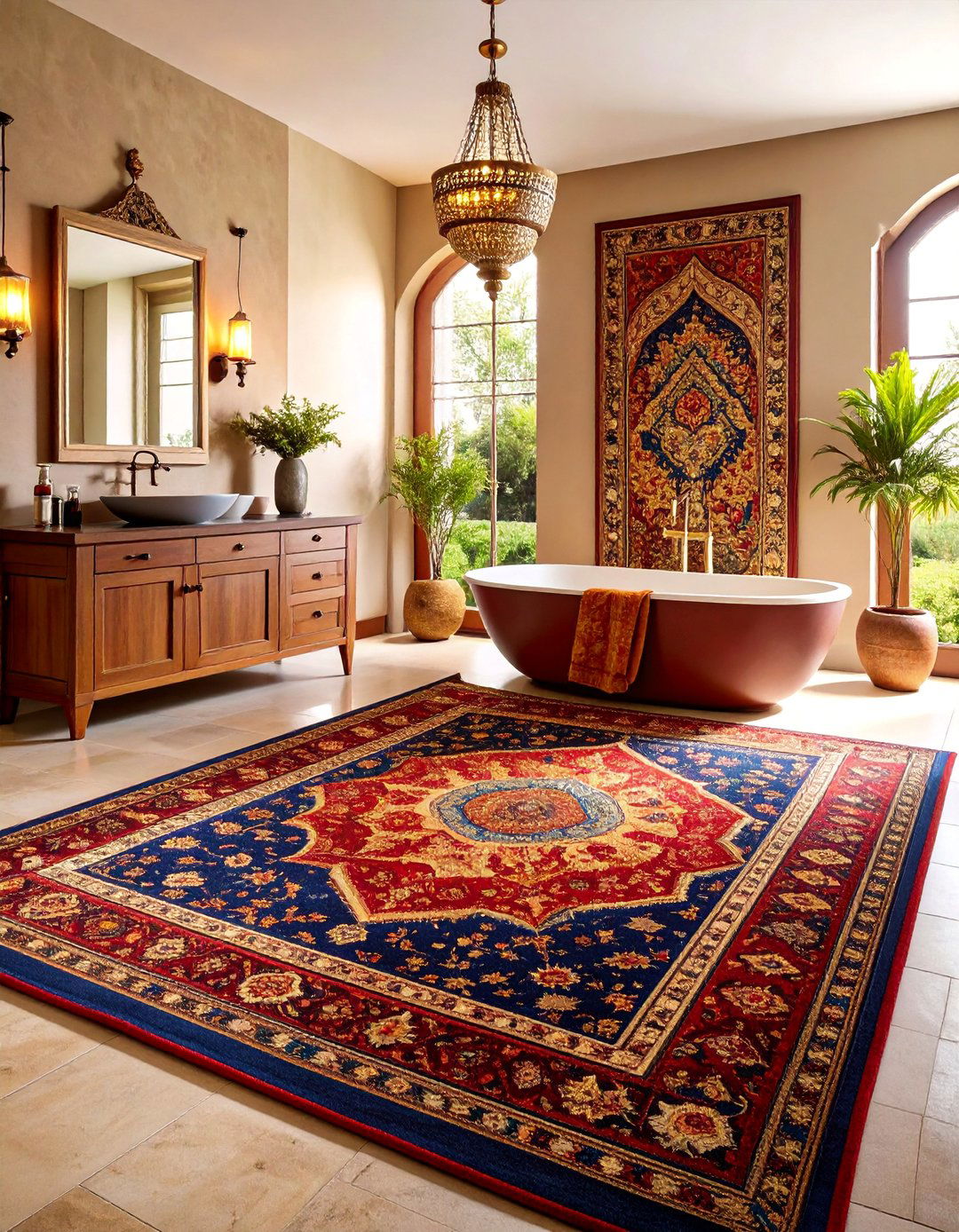 Vintage Persian Runner for Master Bath - 25 Bathroom Rug Ideas