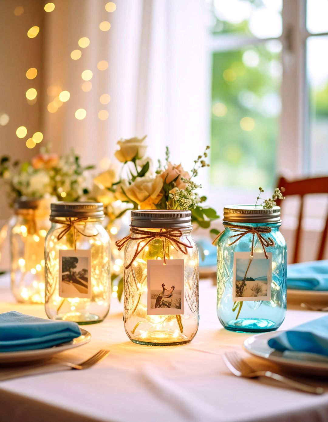 Vintage Photo Memory Mason Jar Centerpiece - 25 Mason Jar Centerpiece Ideas