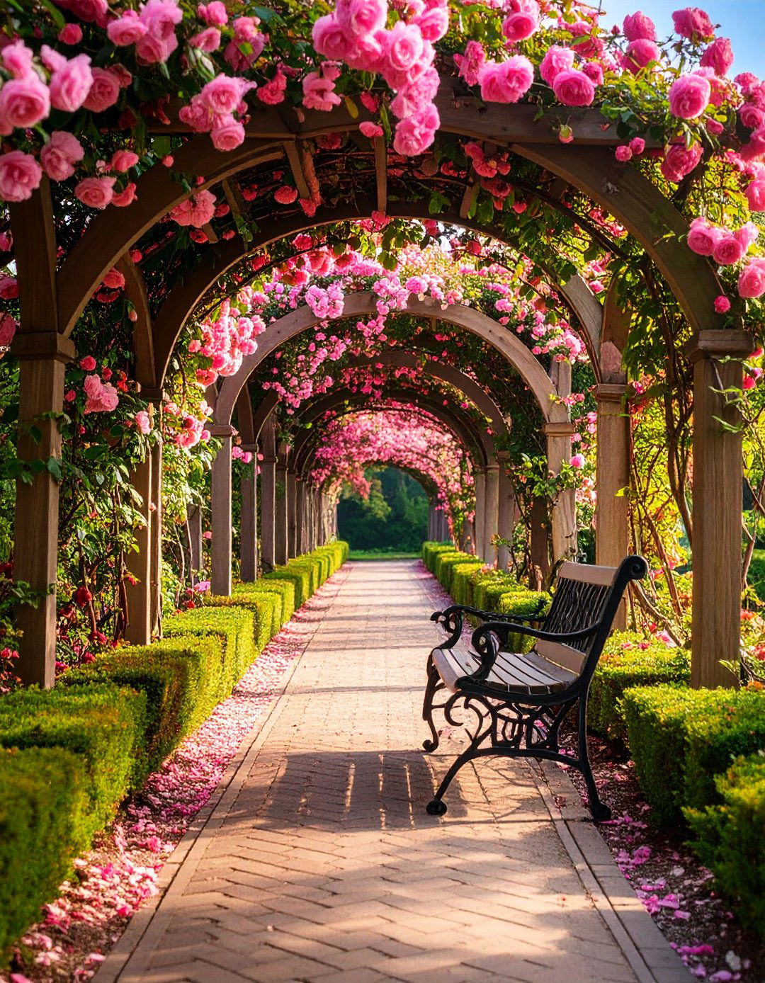 Vintage Pink Rose Arbor Garden Walk - 25 Pink Garden Ideas