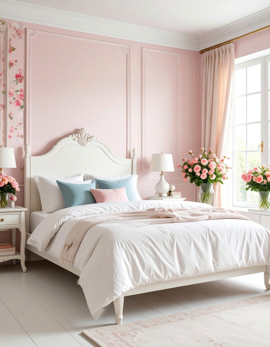 Vintage Pink and White Floral Bedroom Theme - 25 Pink and White Bedroom Ideas