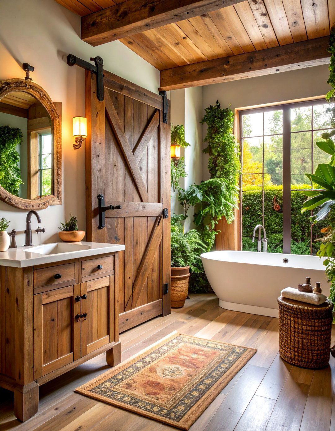 Vintage Reclaimed Wood Door with Authentic Hardware - 25 Bathroom Door Ideas