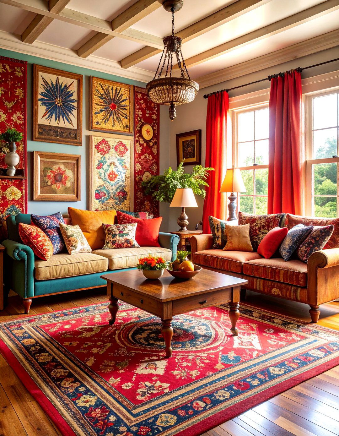 Vintage Red Americana Living Room - 25 Red Living Room Ideas
