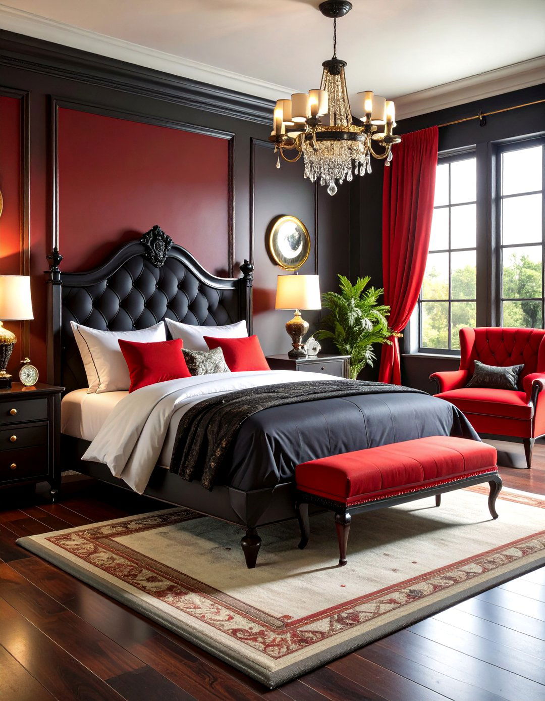 Vintage Red and Black Retro Bedroom - 25 Red and Black Bedroom Ideas