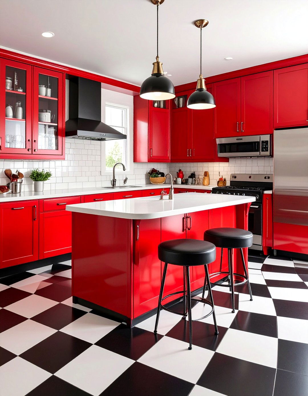 Vintage Retro Red and Black Kitchen - 25 red and black kitchen ideas