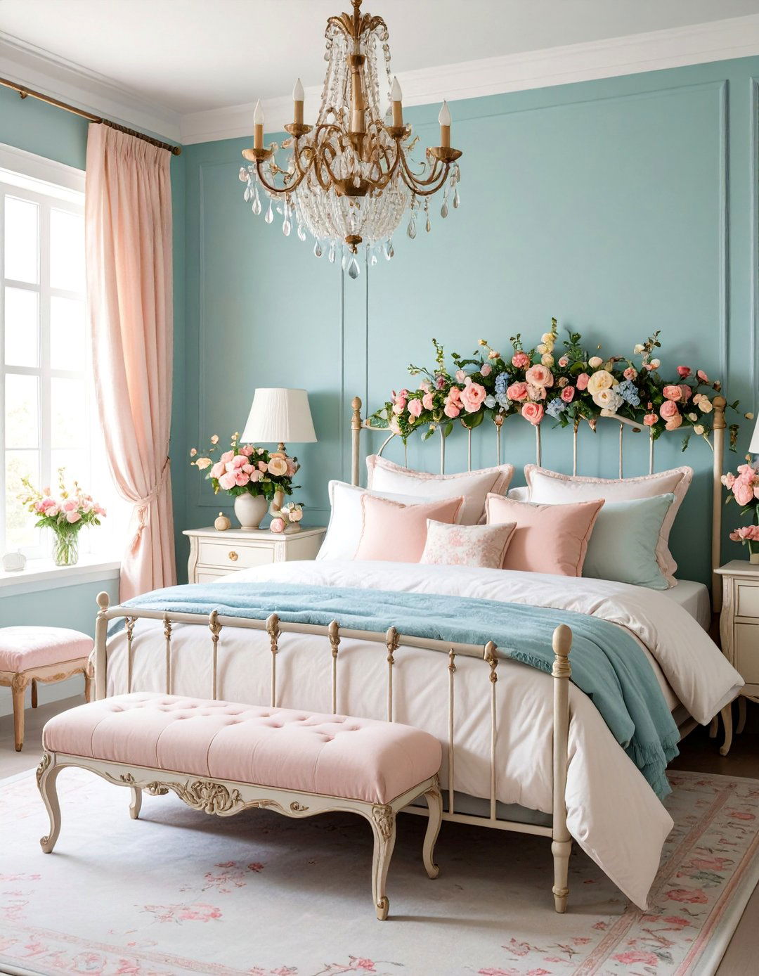 Vintage Romance Bedroom with Antique Furnishings and Soft Florals - 25 Bedroom Ideas For Couples
