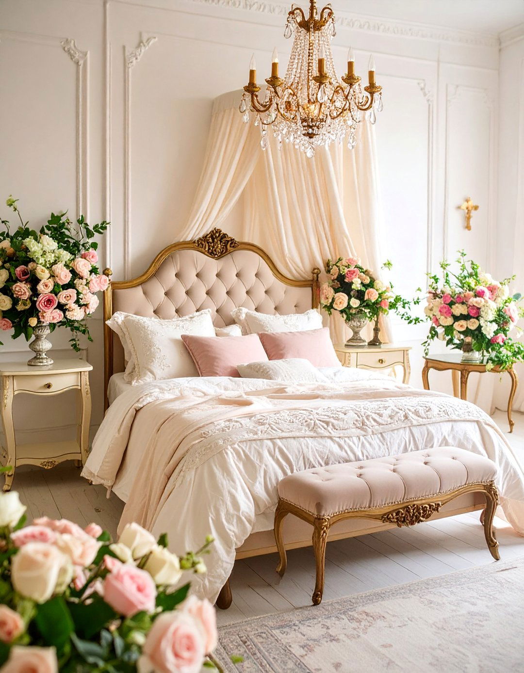 Vintage Romance Bedroom with Soft Pastels and Antiques - 25 Relaxing Bedroom Ideas