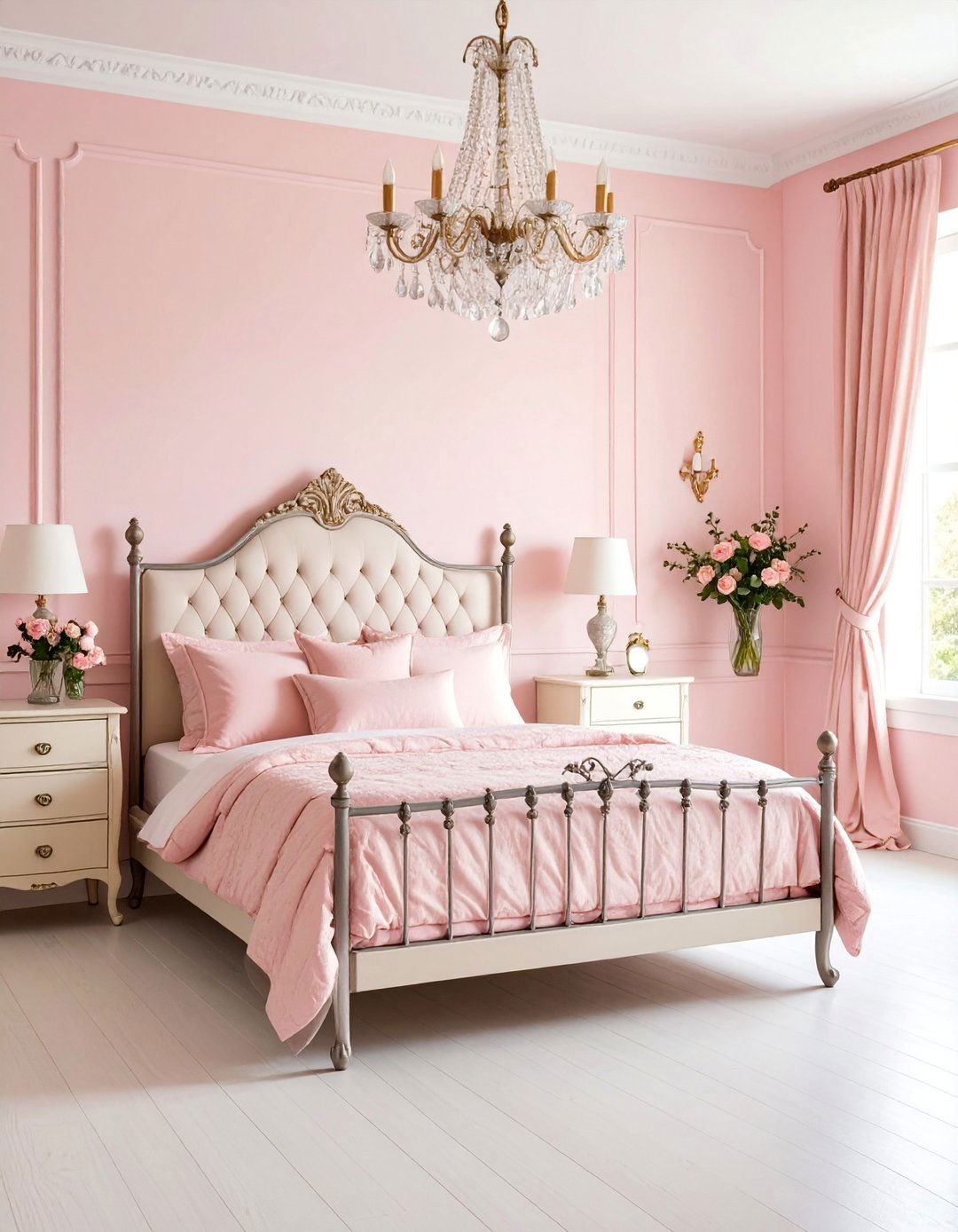 Vintage Rose Pink Bedroom with Antique Furniture - 25 Pink Bedroom Ideas