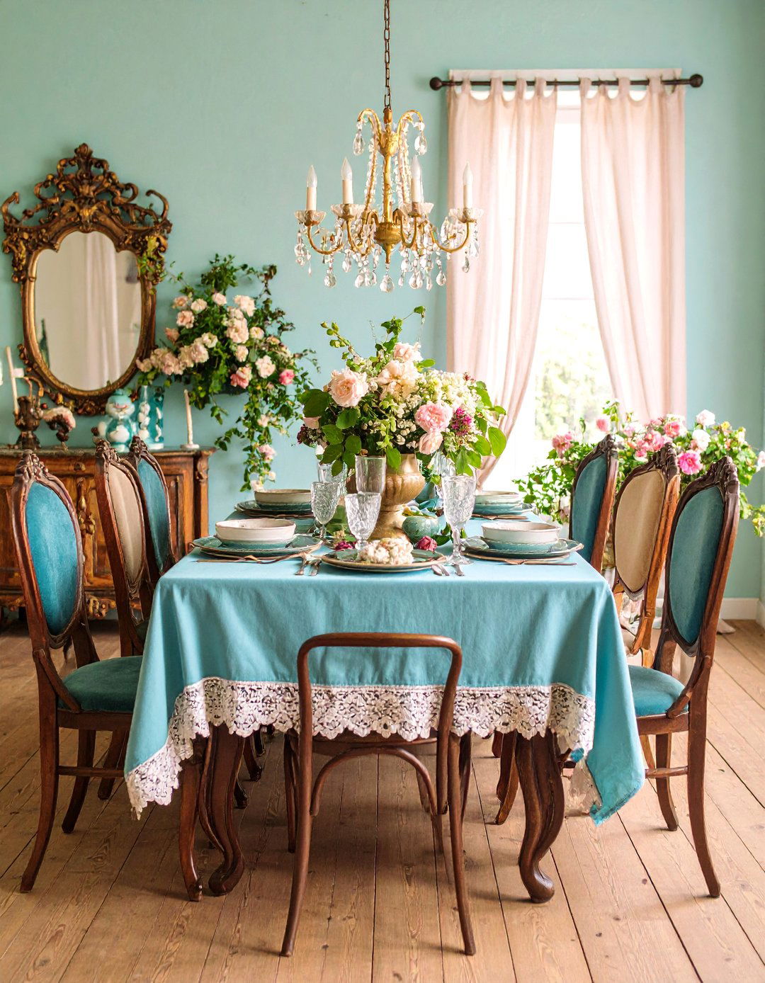 Vintage Rustic Dining Room with Antique Furniture Collection - 25 Rustic Dining Room Ideas