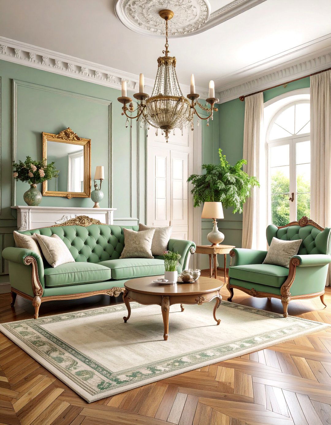 Vintage Sage Green and Cream Living Room - 25 sage green and cream living room ideas