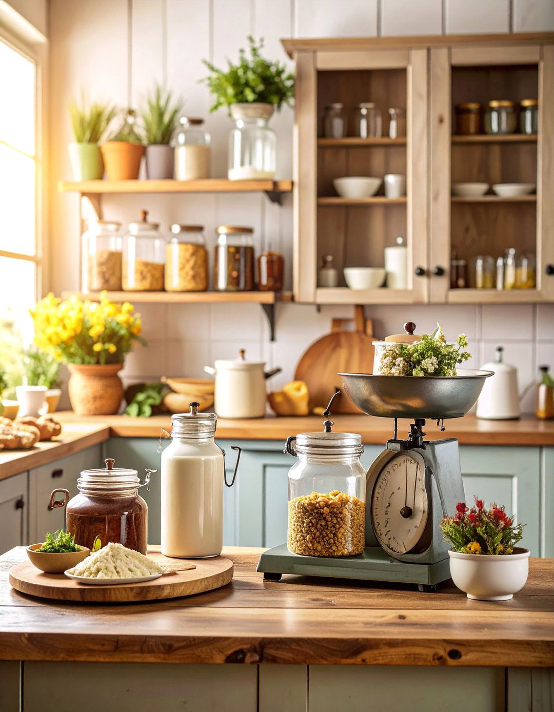 Vintage Scale and Canisters Country Kitchen - 25 Country Kitchen Ideas