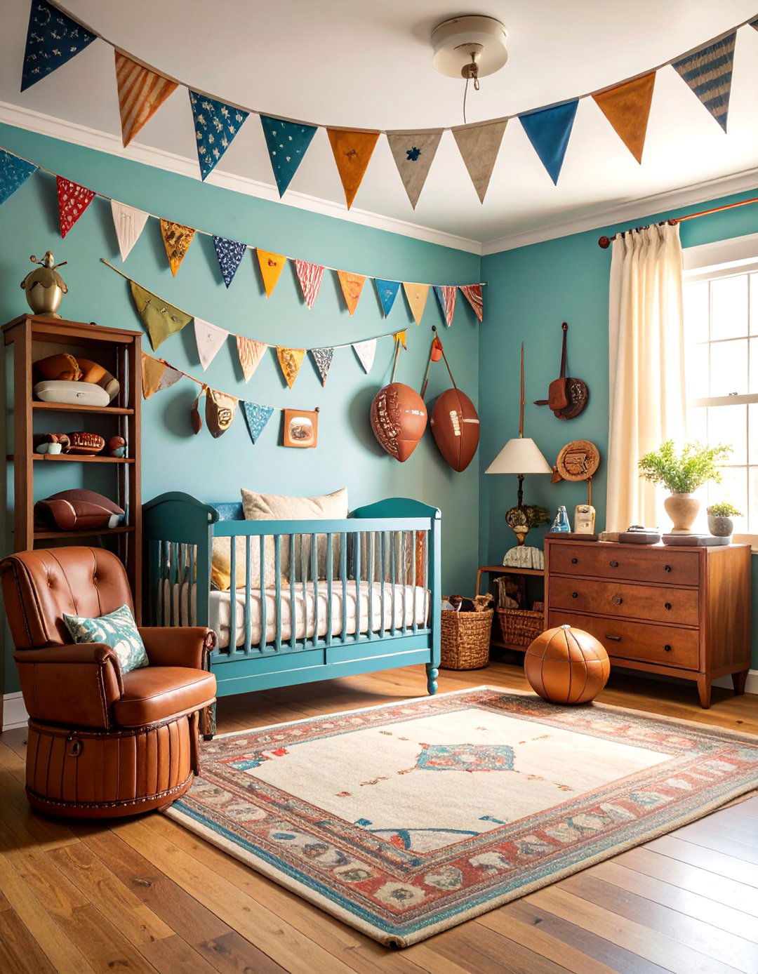 Vintage Sports Nursery with Athletic Memorabilia - 25 Vintage Nursery Ideas