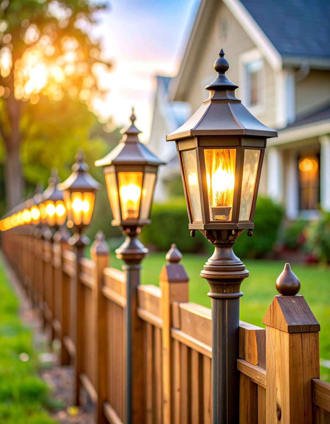 Vintage Style Gas Lamp Replicas with LED Technology - 25 Fence Lighting Ideas