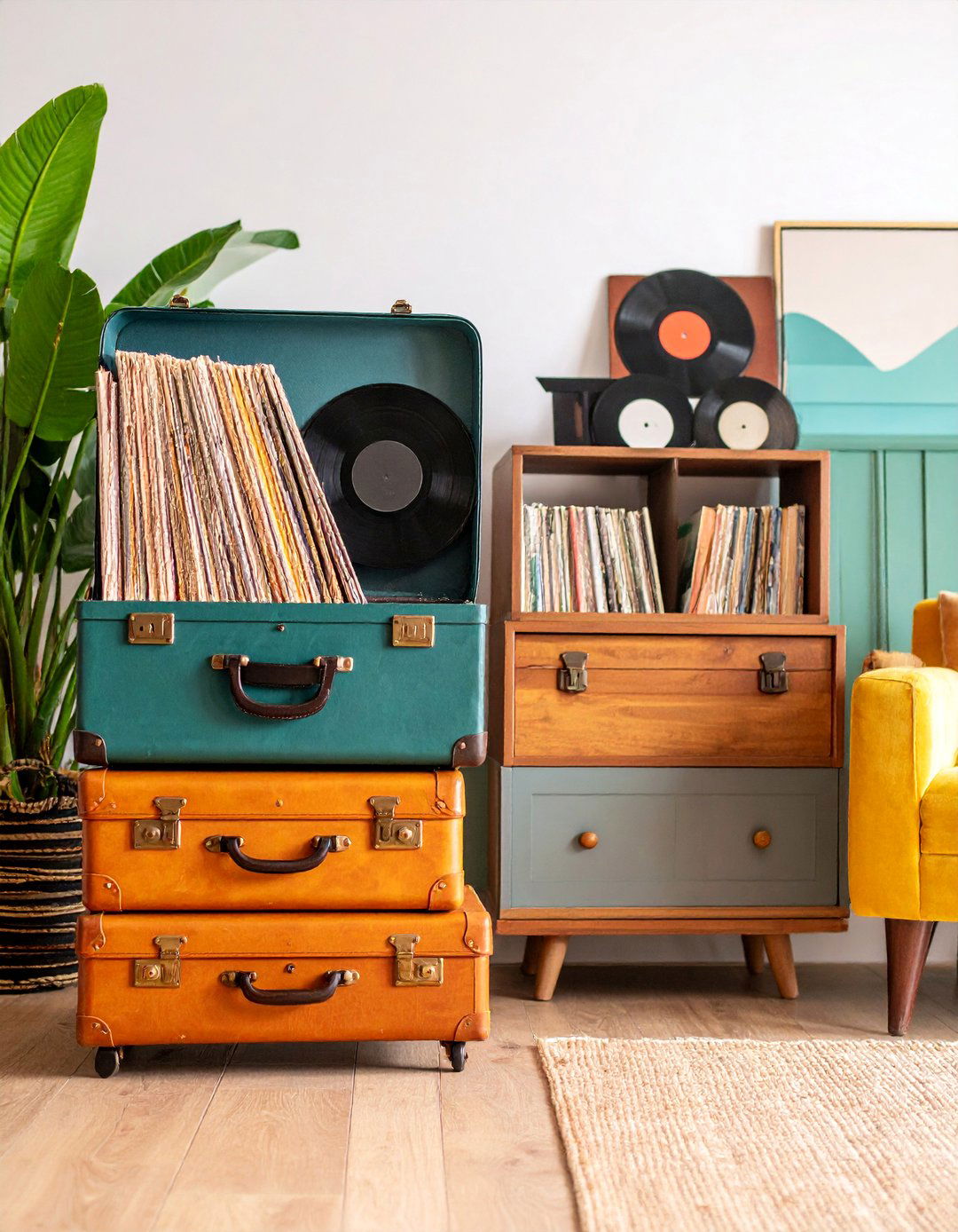 Vintage Suitcase Storage Collection - 25 Vinyl Record Storage Ideas