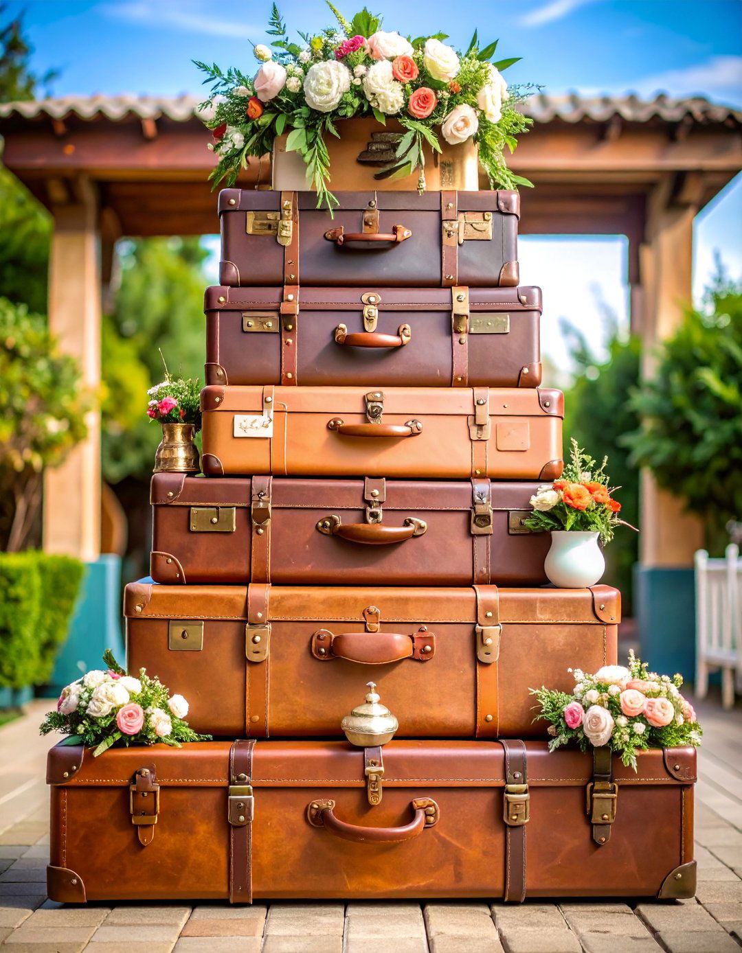 Vintage Suitcase Wedding Sign Display Tower - 25 Wedding Sign Ideas