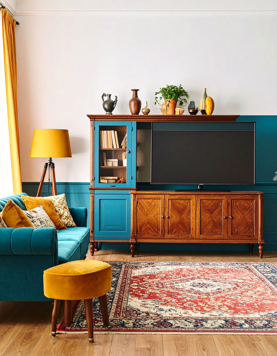 Vintage TV Cabinet with Retro Styling - 25 Small Living Room Ideas With Tv