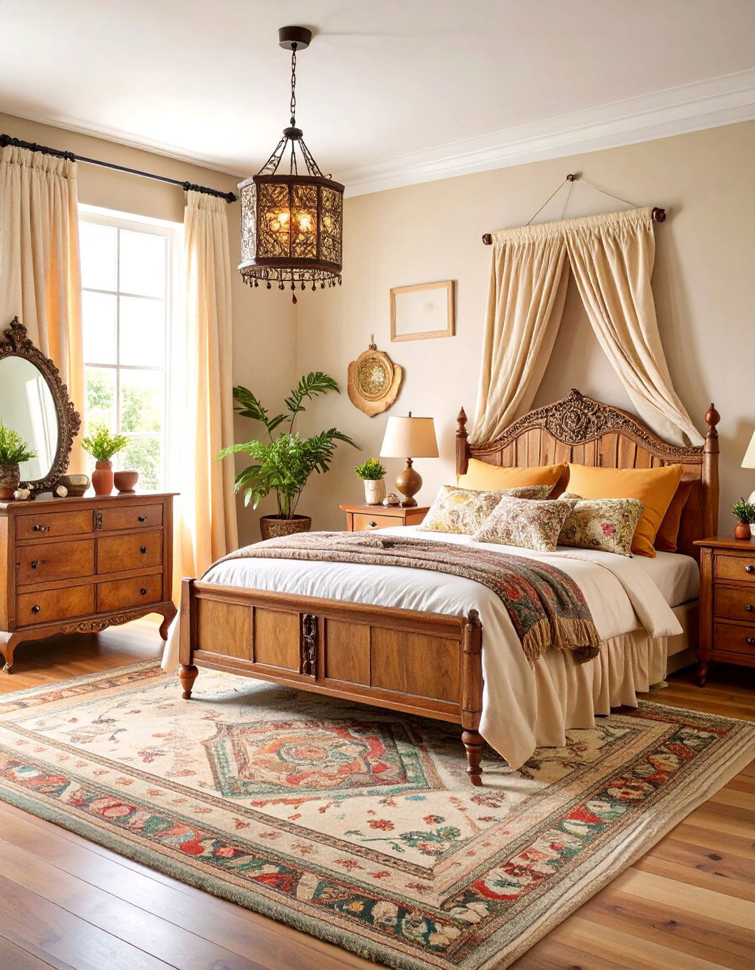 Vintage Tan Bedroom with Antique Furnishings and Heirloom Pieces - 25 Tan Bedroom Ideas