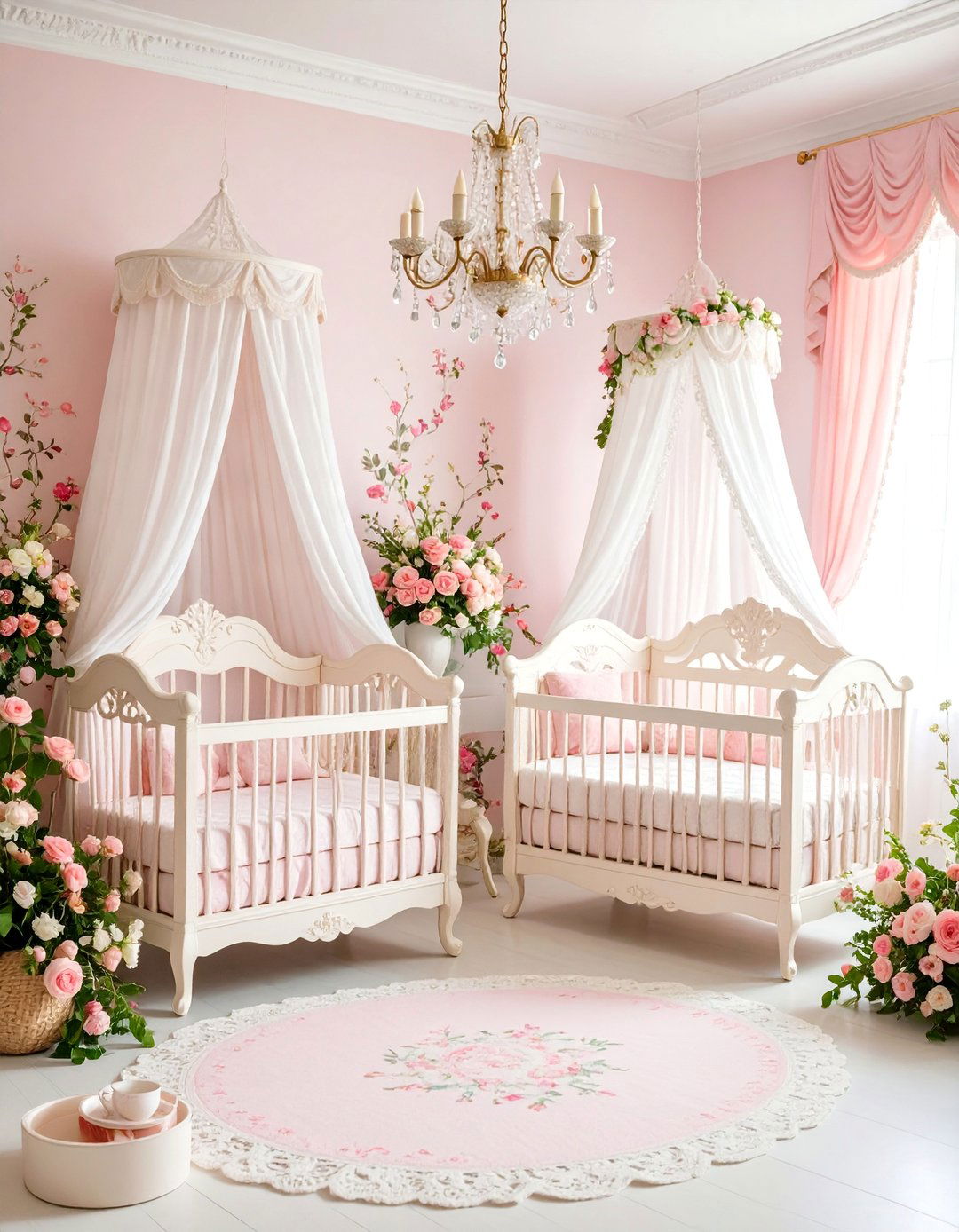 Vintage Tea Party Twin Nursery with Shabby Chic Charm - 25 Twin Nursery Ideas