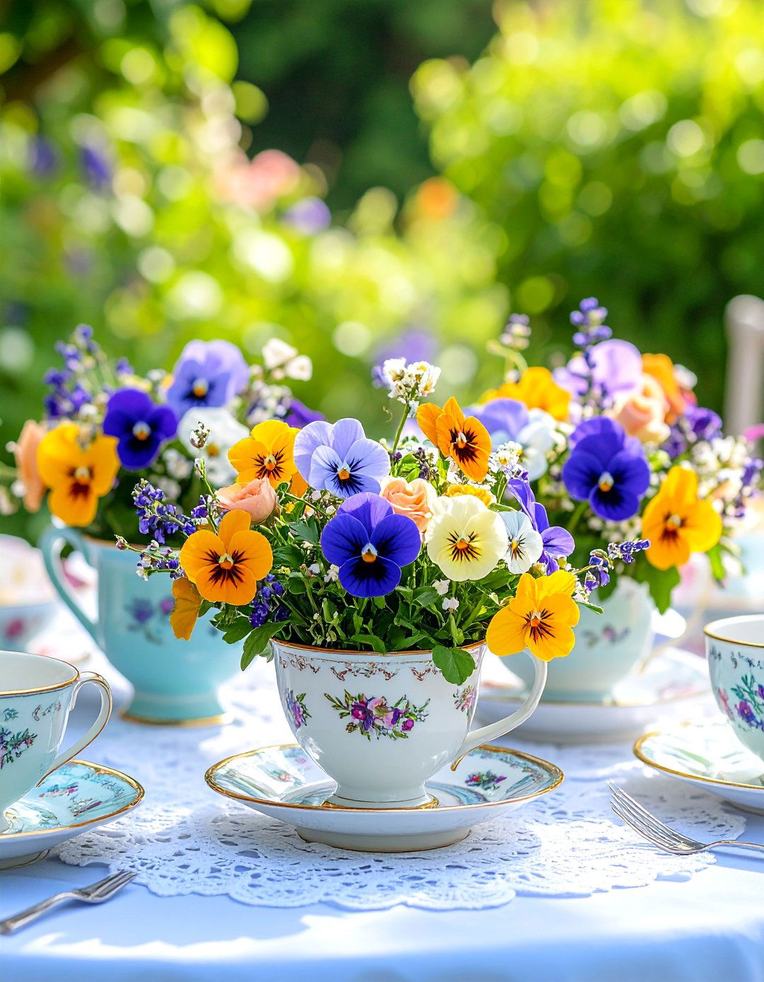 Vintage Teacup Garden Centerpieces - 25 Rehearsal Dinner Centerpiece Ideas