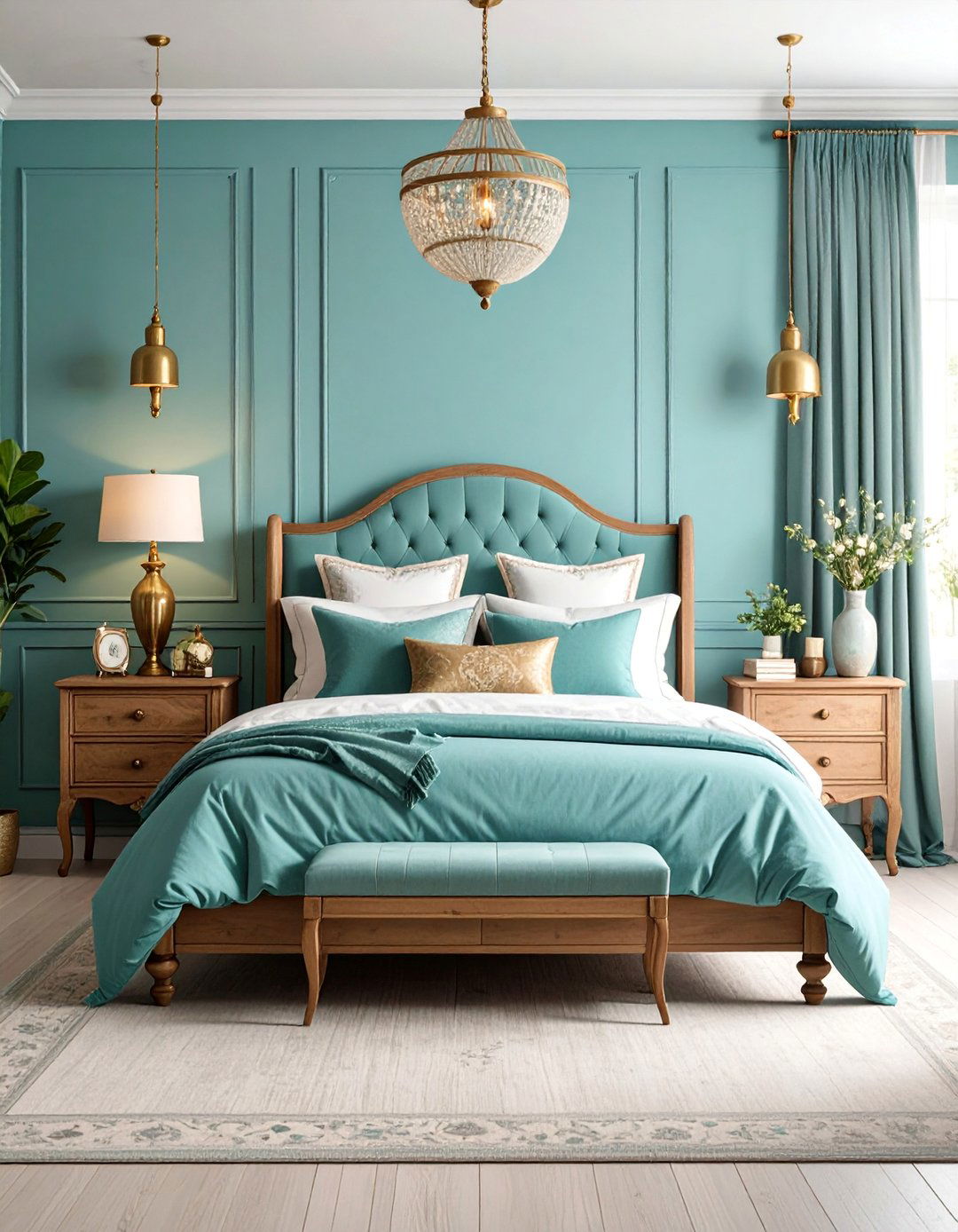 Vintage Teal Bedroom with Antique Furnishings - 25 Teal Bedroom Ideas
