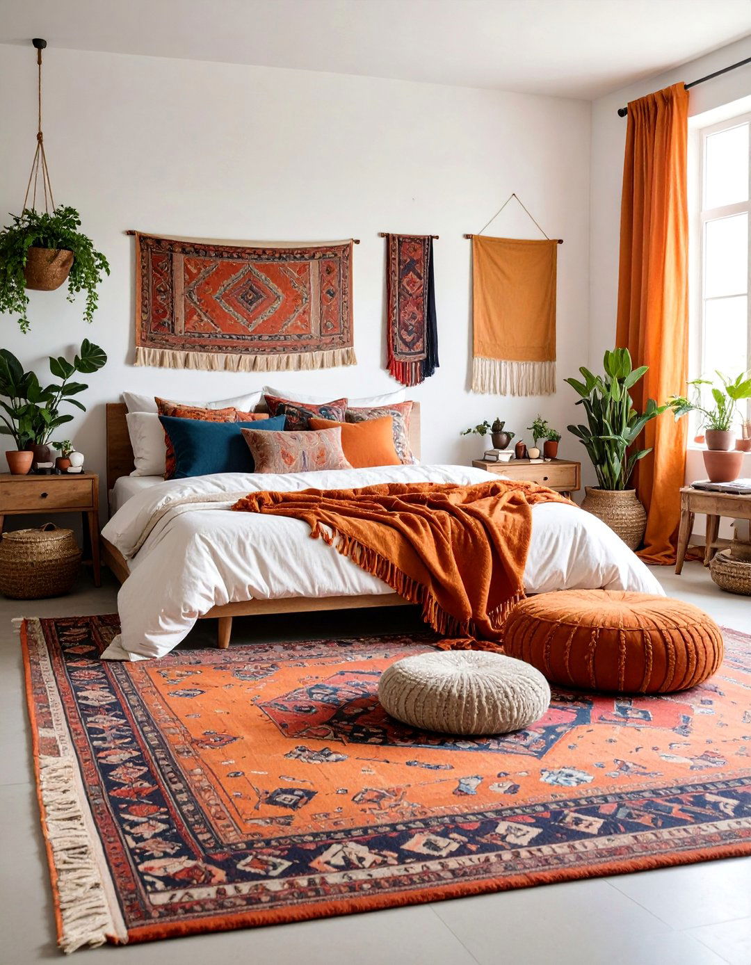 Vintage Textile Collectors Room - 25 Boho Burnt Orange Bedroom Ideas