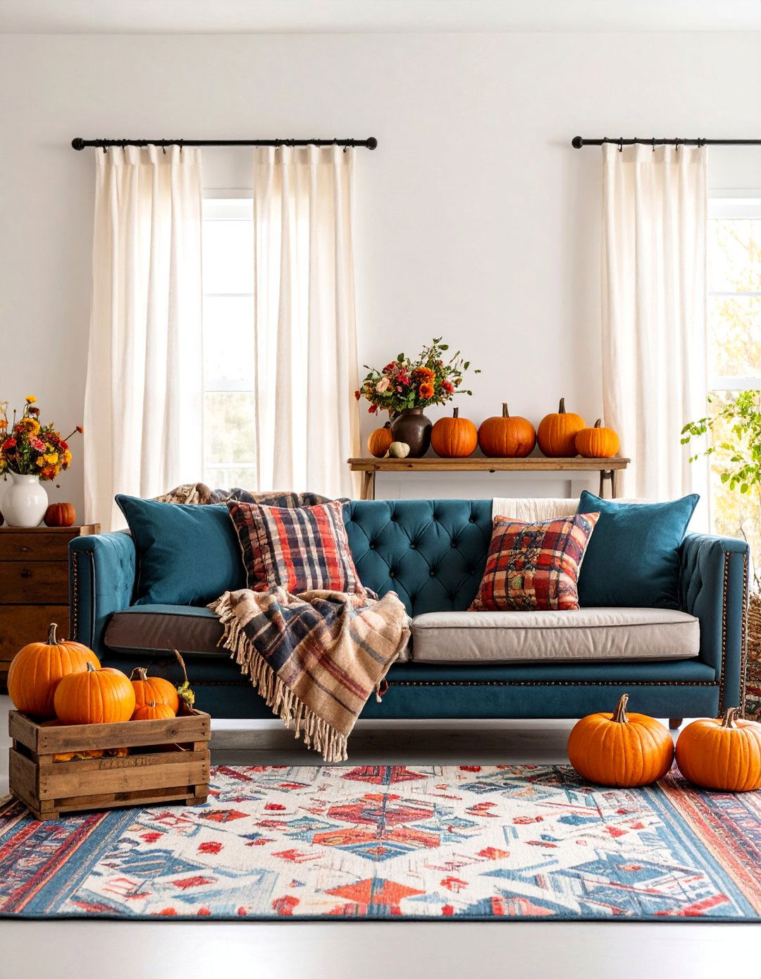 Vintage Thanksgiving Living Room Warmth - 25 Thanksgiving Decoration Ideas