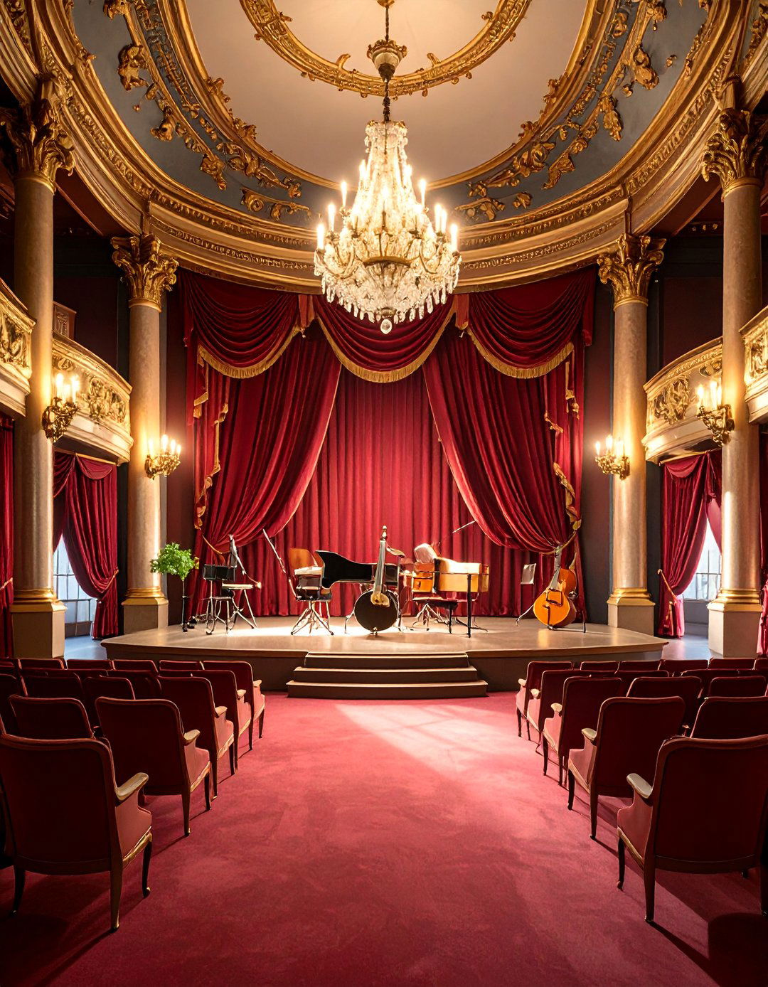 Vintage Theater Music Room with Dramatic Lighting - 25 Music Room Ideas