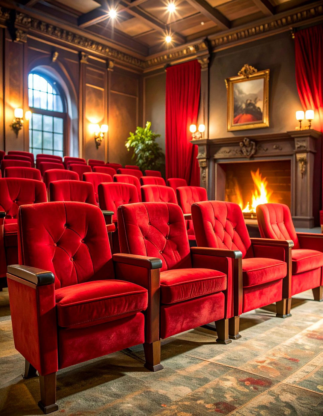 Vintage Theater Seats with Entertainment Appeal - 25 Chairs in Front of Fireplace Ideas