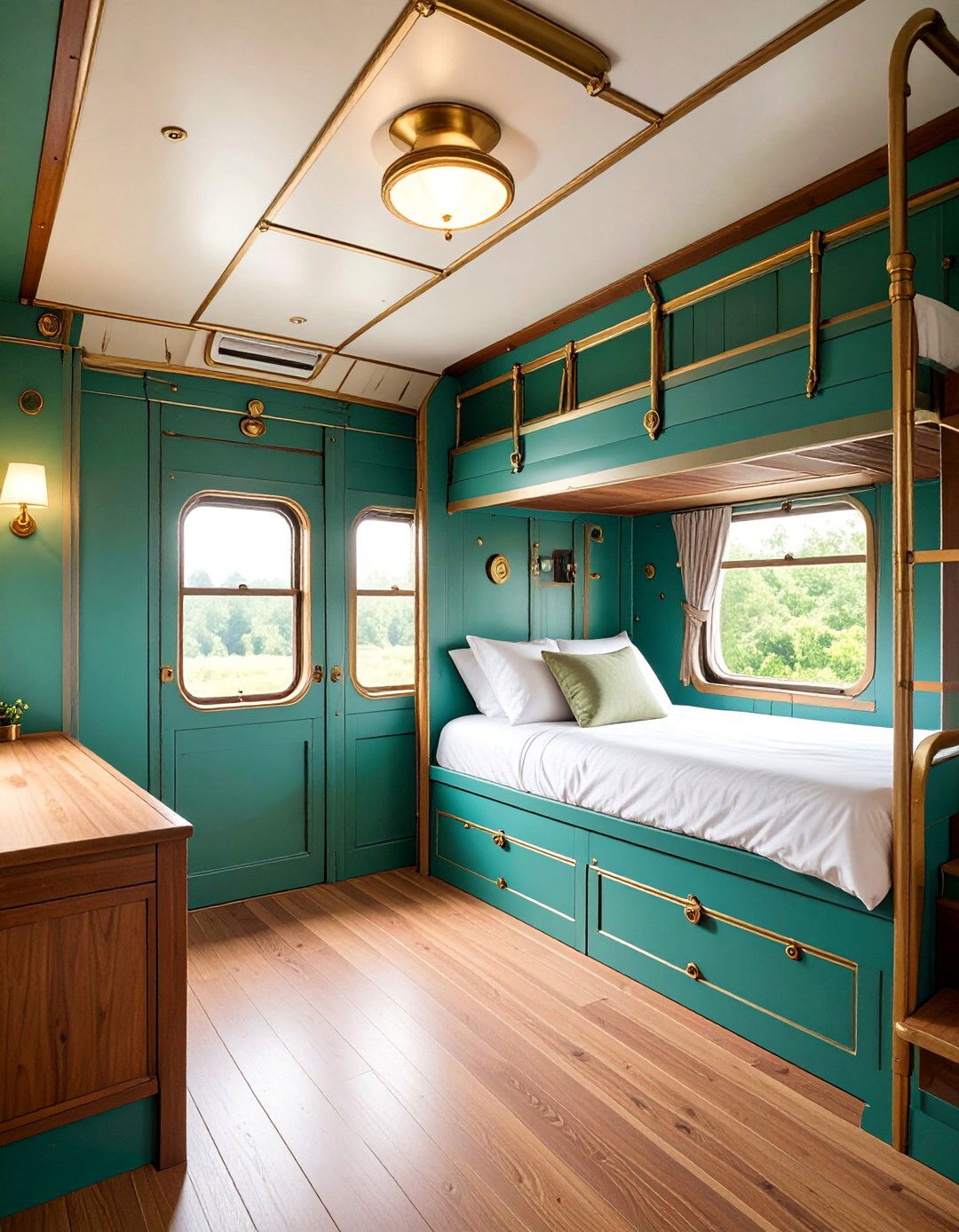 Vintage Train Car Bunk Room with Railway Inspired Details - 25 bunk room ideas