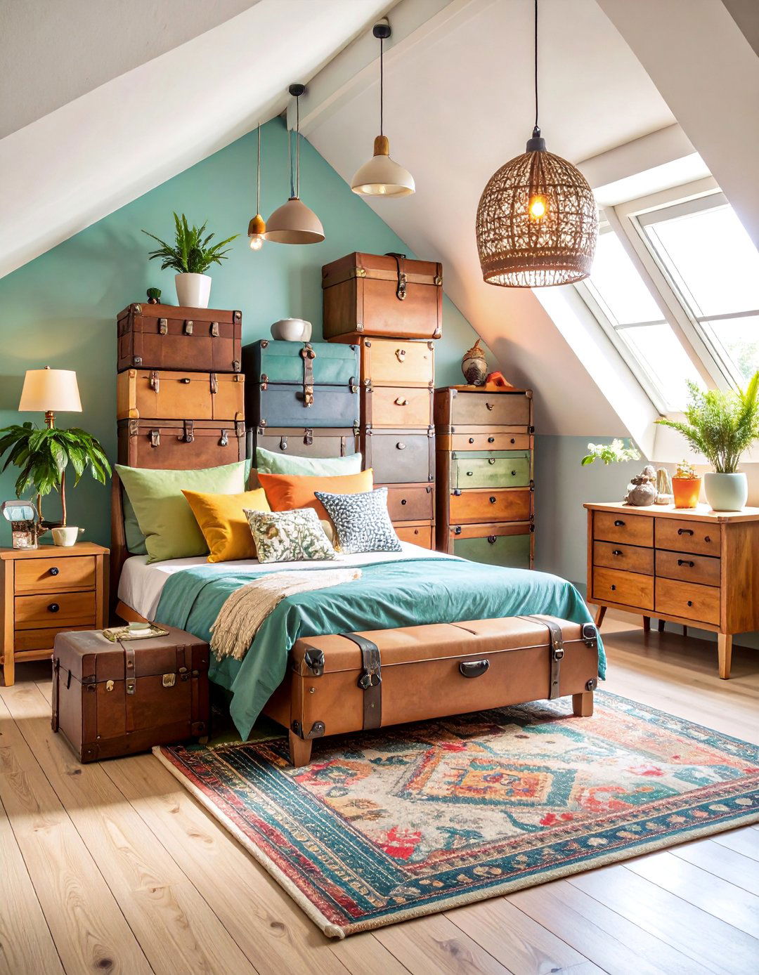 Vintage Trunk Storage Sloped Solution - 25 Sloped Ceiling Closet Ideas