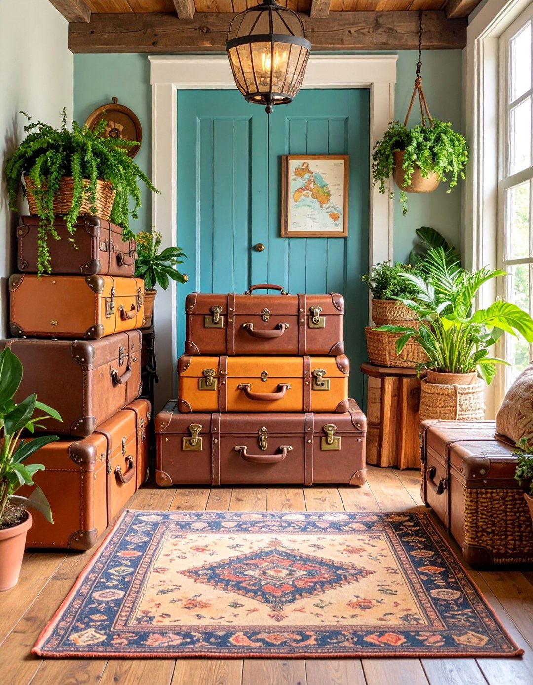 Vintage Trunk and Travel Theme - 25 Farmhouse Entryway Ideas
