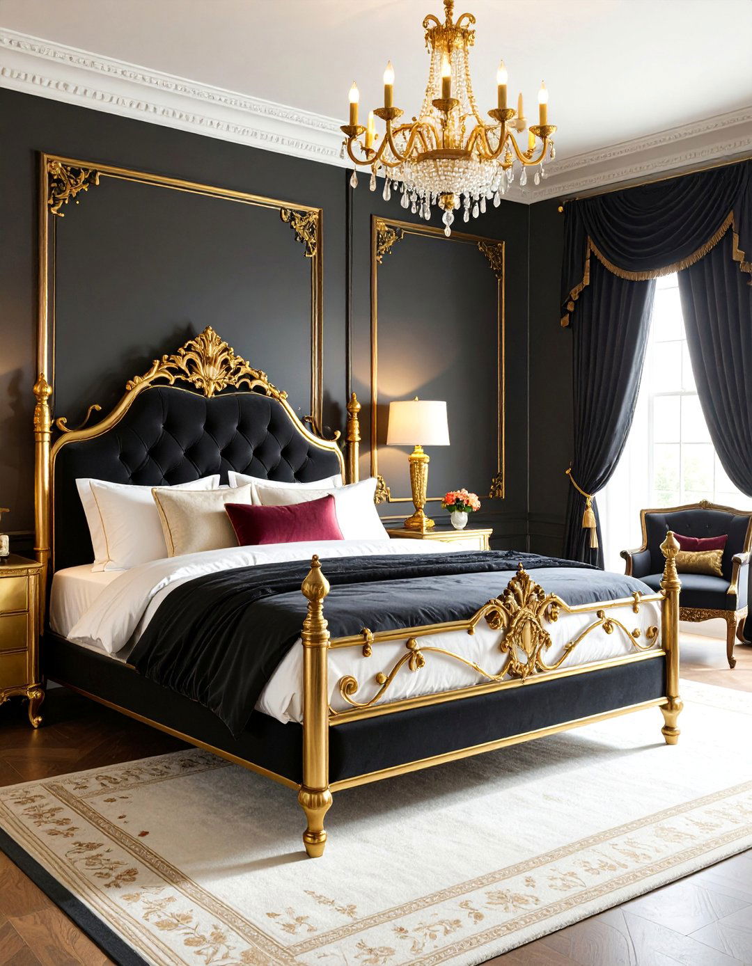 Vintage Victorian with Rich Textures - 25 Black and Gold Bedroom Ideas