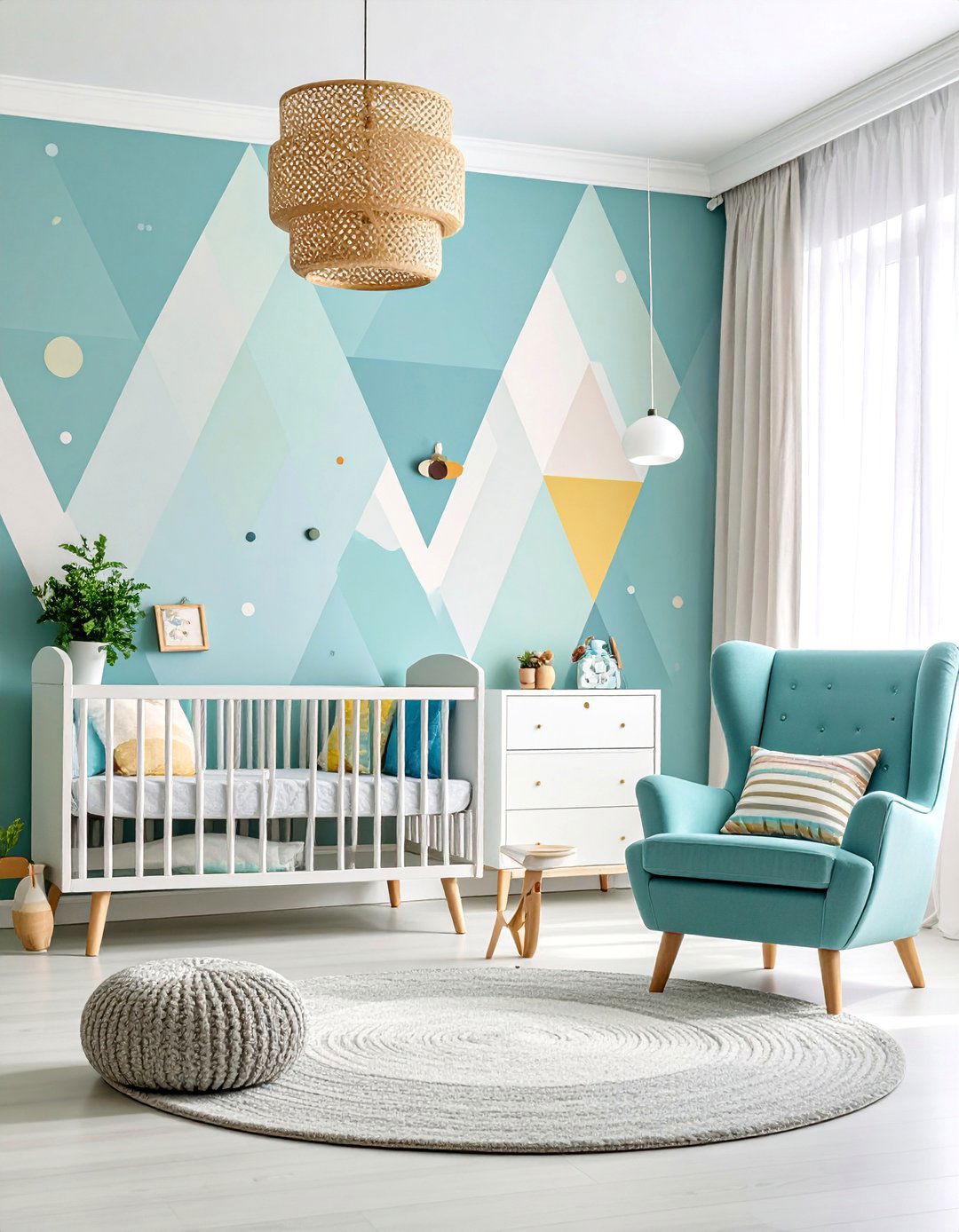 Vintage Wallpaper Feature Nursery - 25 Mid-century Modern Nursery Ideas