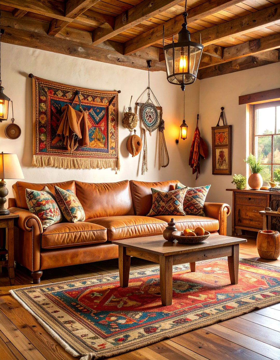 Vintage Western Living Room with Antique Cowboy Decor - 25 Southwestern Living Room Ideas