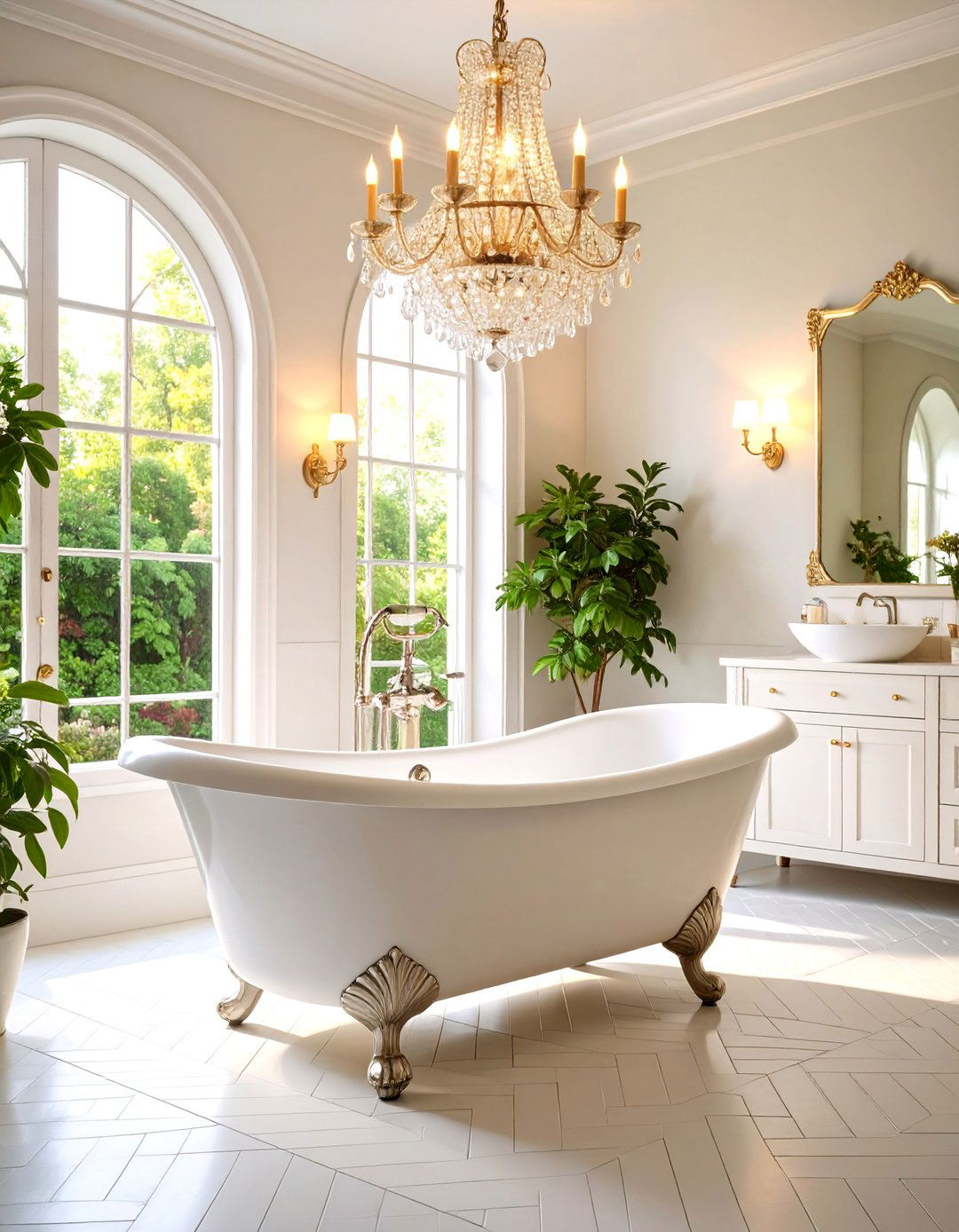 Vintage White Clawfoot Tub Romance - 25 White Bathroom Ideas